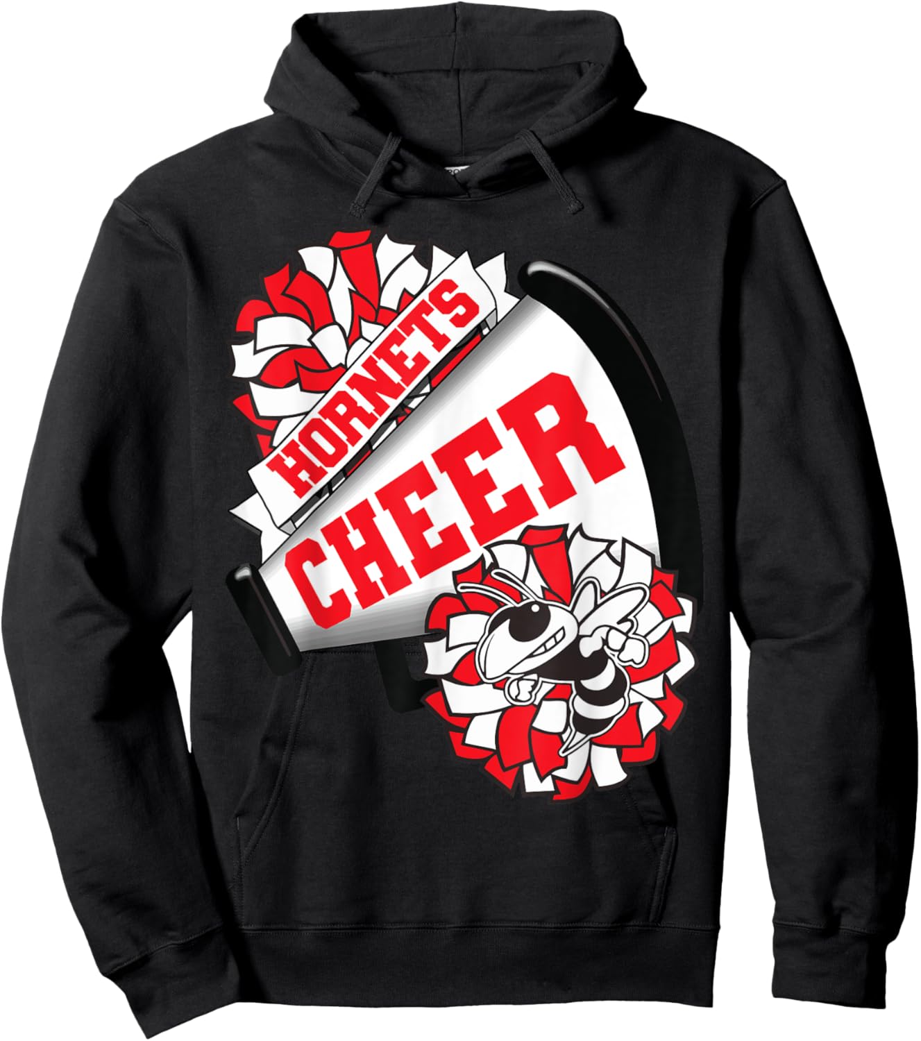 Hornets Cheer Back To School Cheerleading Spirit Red Hoodie - Hoodie | Black