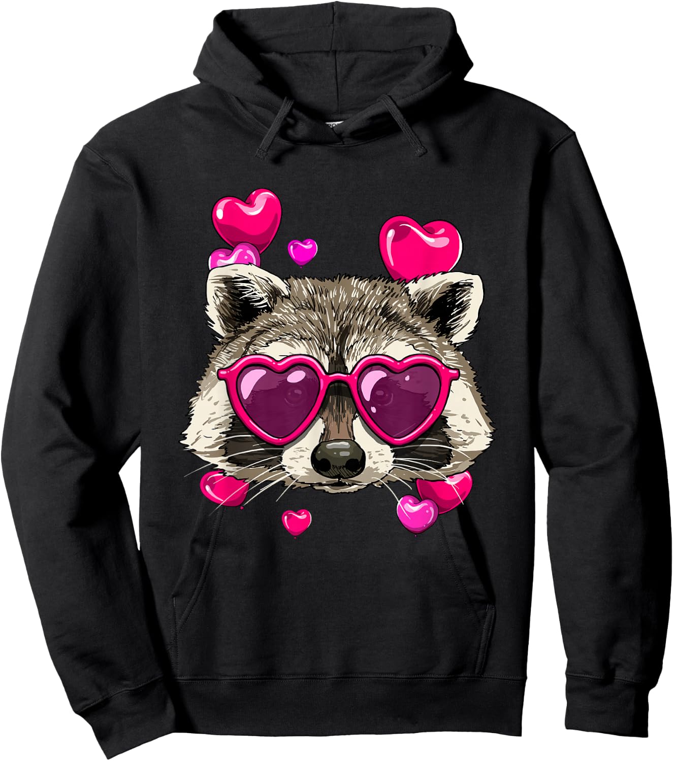 Valentine Raccoon Shirt Trash Panda Heart Raccoon Lover Hoodie - Hoodie | Black