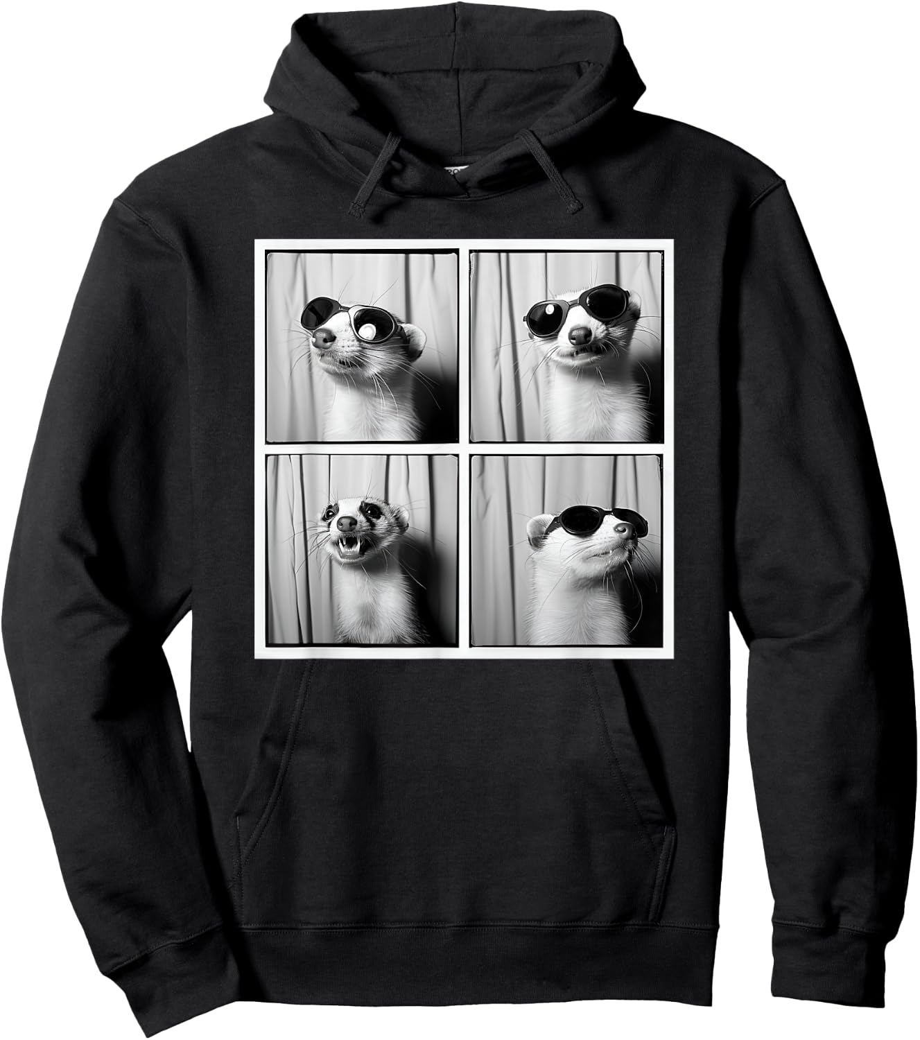 Ferret Face Photobooth Love Ferrets Mom Funny Ferret Dad Hoodie - Hoodie | Black