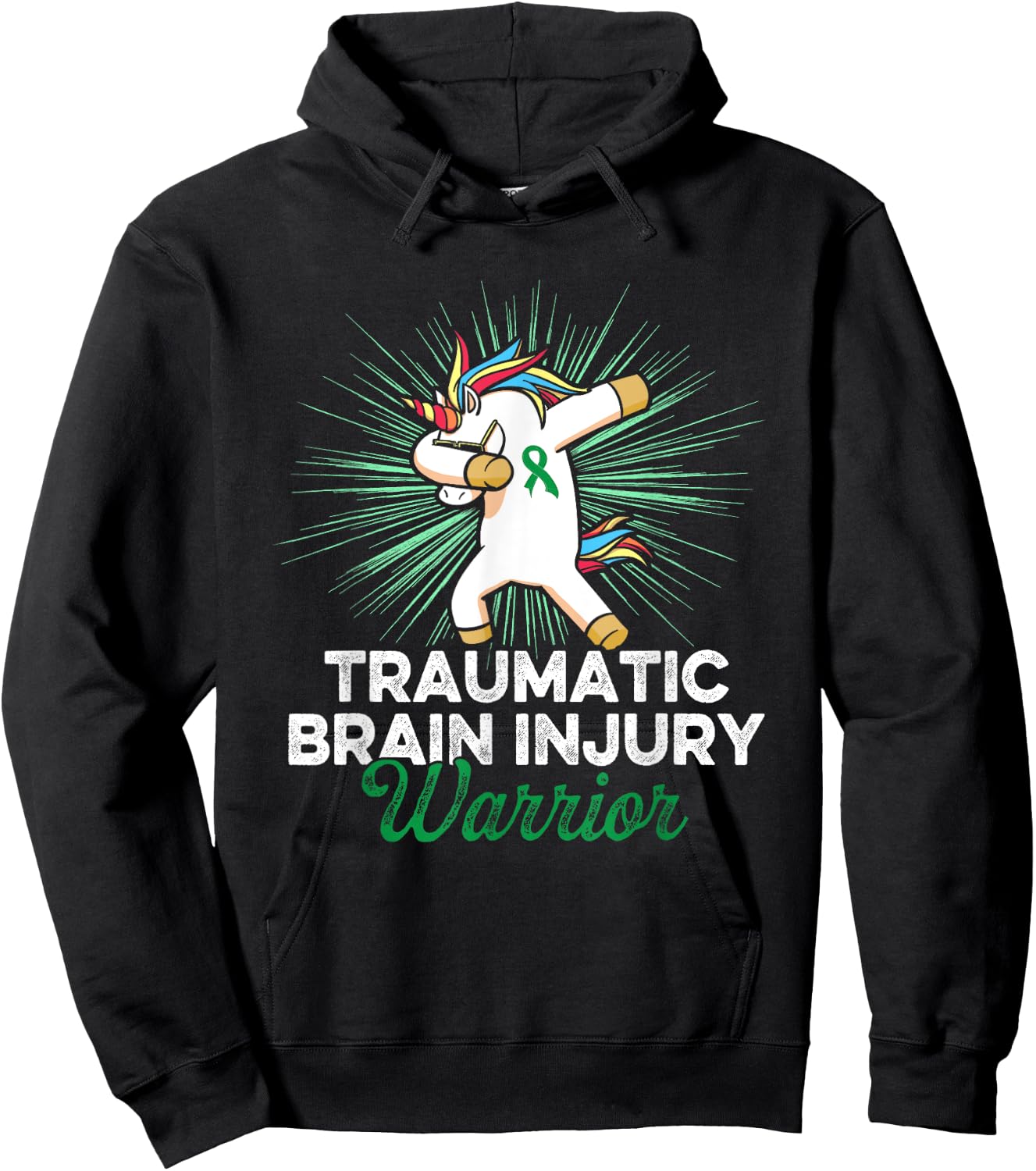 Traumatic Brain Injury Survivor Unicorn TBI Warrior Hoodie - Hoodie | Black