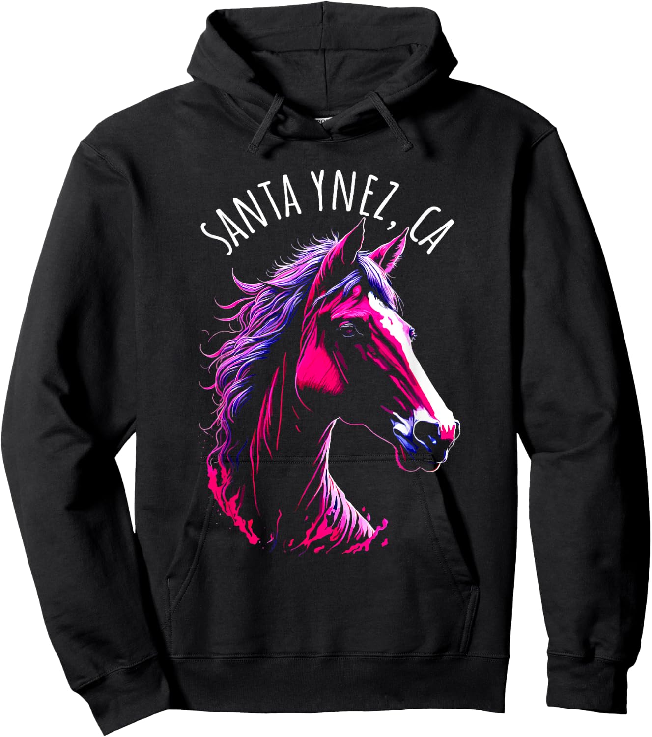 Santa Ynez California USA Equestrian Horse Design Hoodie - Hoodie | Black