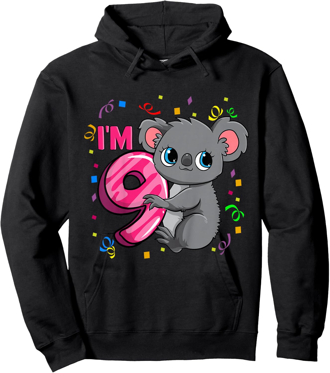 9th Birthday Shirt For Girls Koala Bear 9 Years Old Hoodie - Hoodie | Black