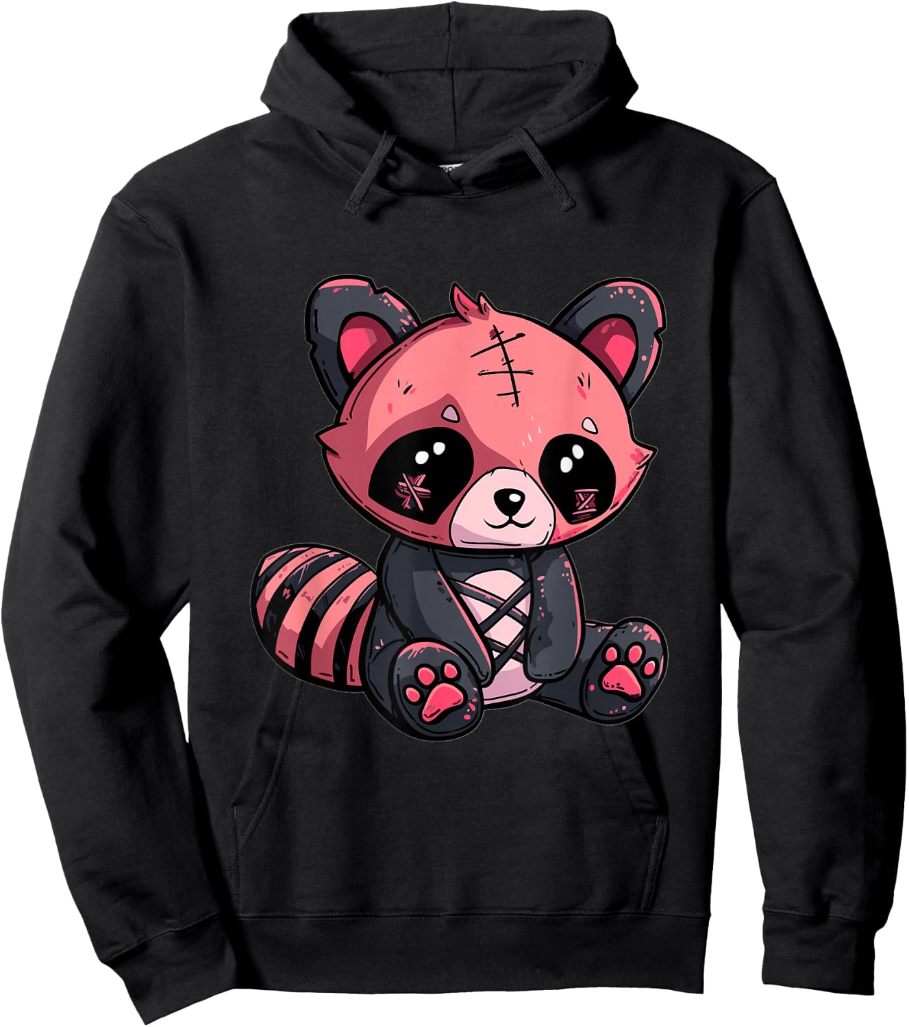 Goth Pastel Cute Creepy Kawaii Red Panda Voodoo Doll Hoodie - Hoodie | Black