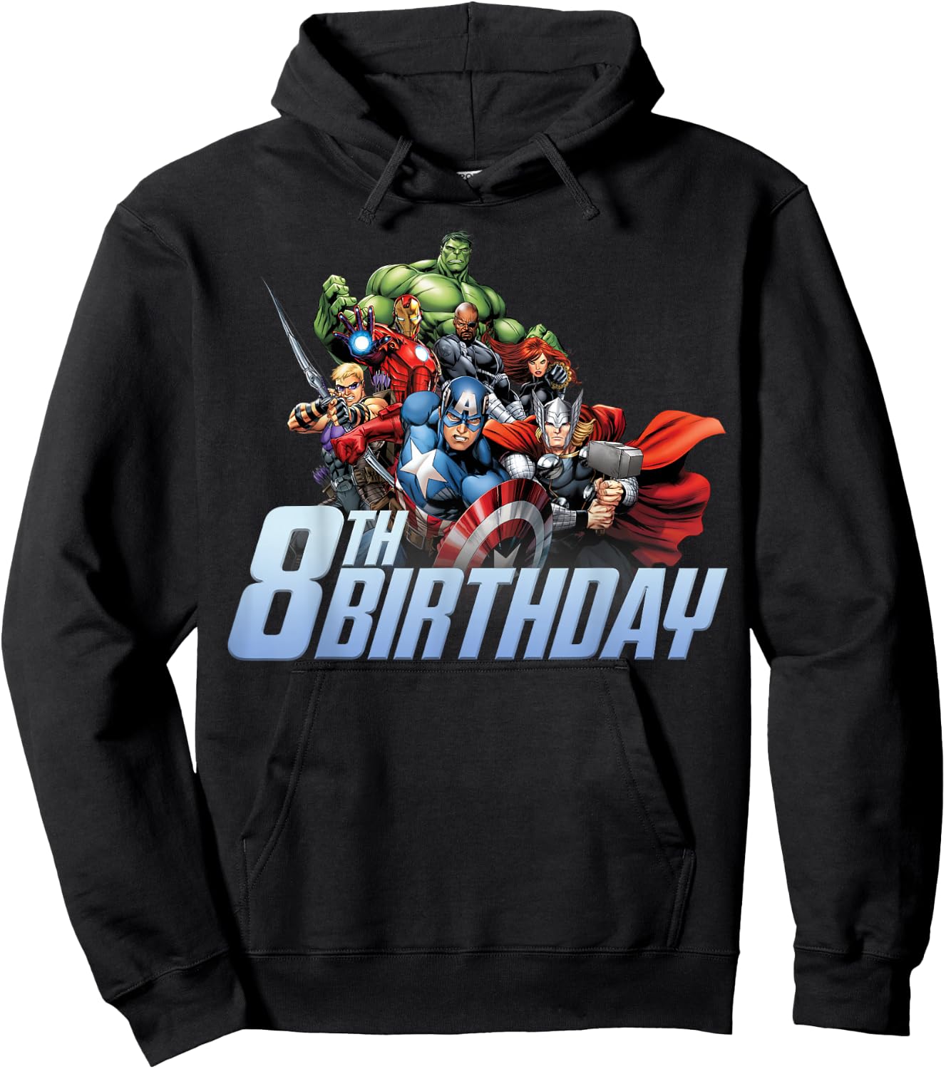 Marvel Avengers Action Shot 8th Birthday Hoodie - Hoodie | Black