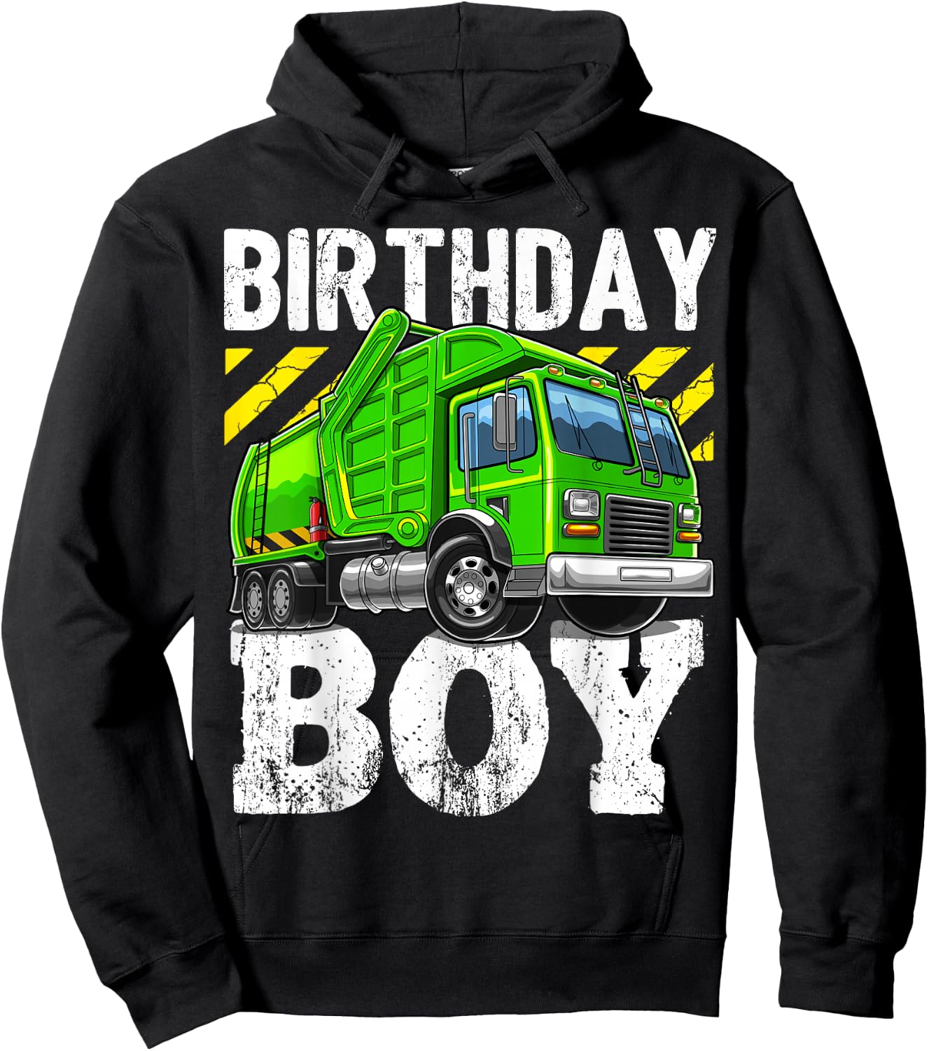 Birthday Boy Garbage Truck Birthday Party Boys Gift Kids Hoodie - Hoodie | Black