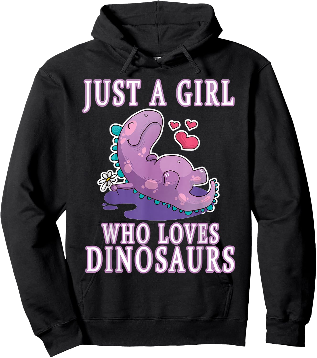 Just A Girl Who Loves Dinosaurs Cute Floral Girls Teens Gift Hoodie - Hoodie | Black