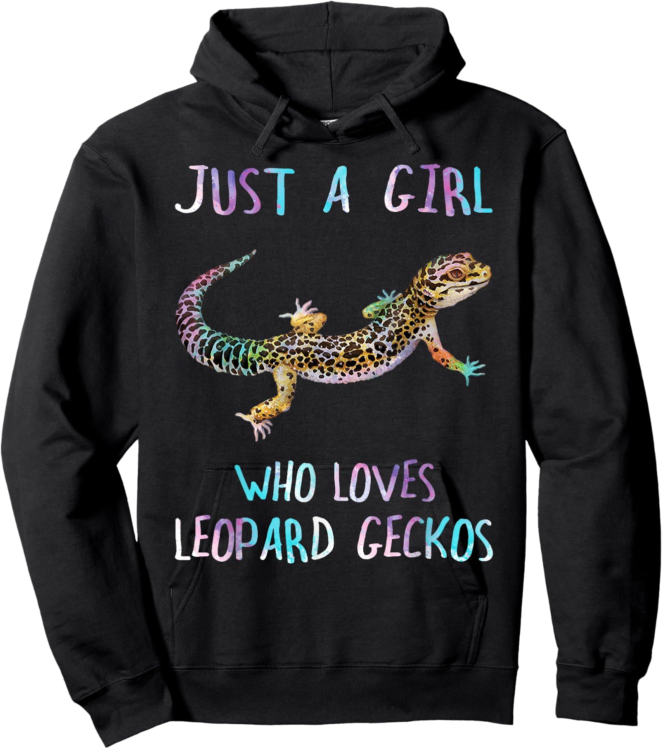 Cute Watercolor Lizard Just A Girl Who Loves Leopard Geckos Hoodie - Hoodie | Black