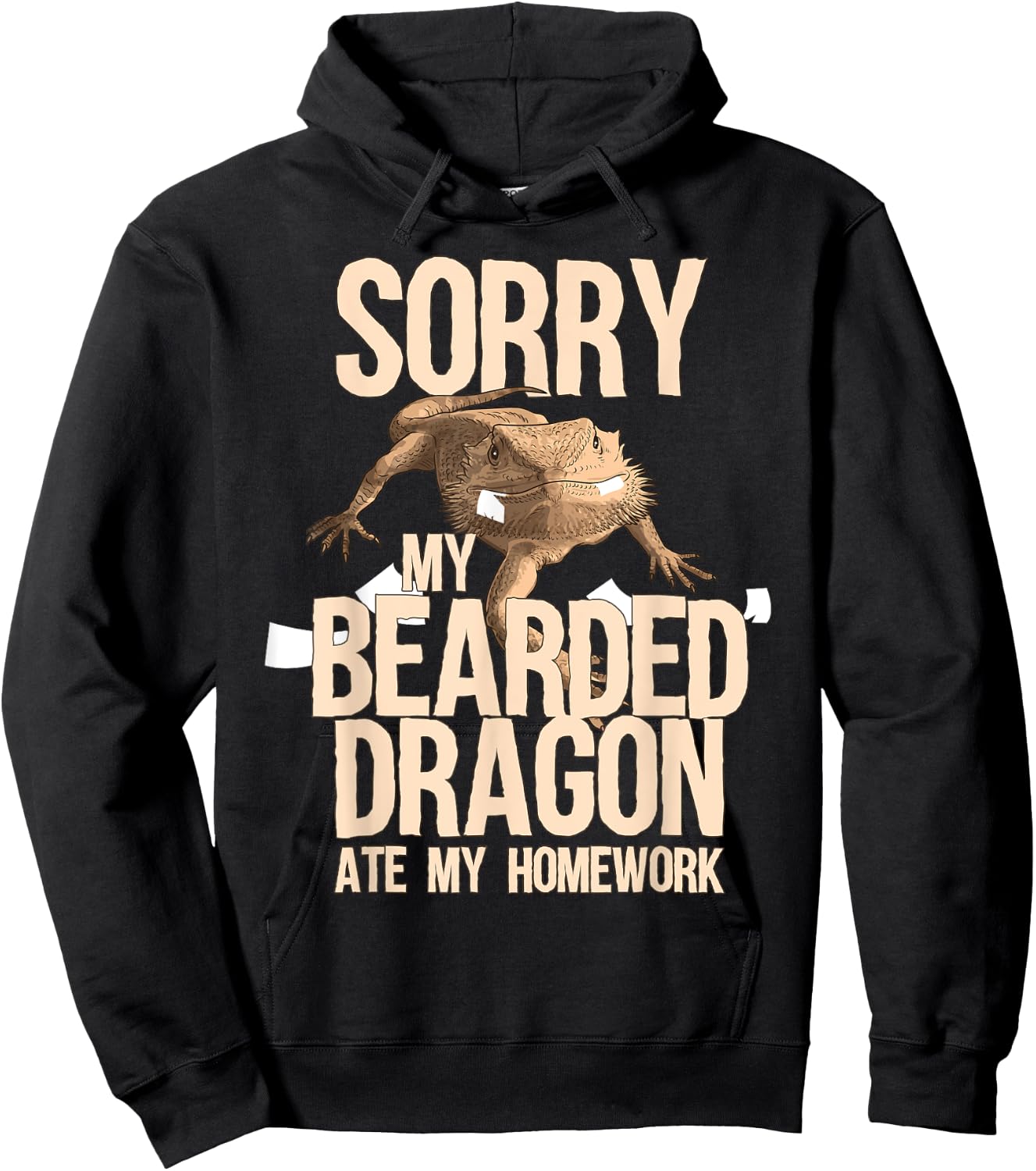 Funny Bearded Dragon Gift Men Women Kid Cool Homework Gag Hoodie - Hoodie | Black