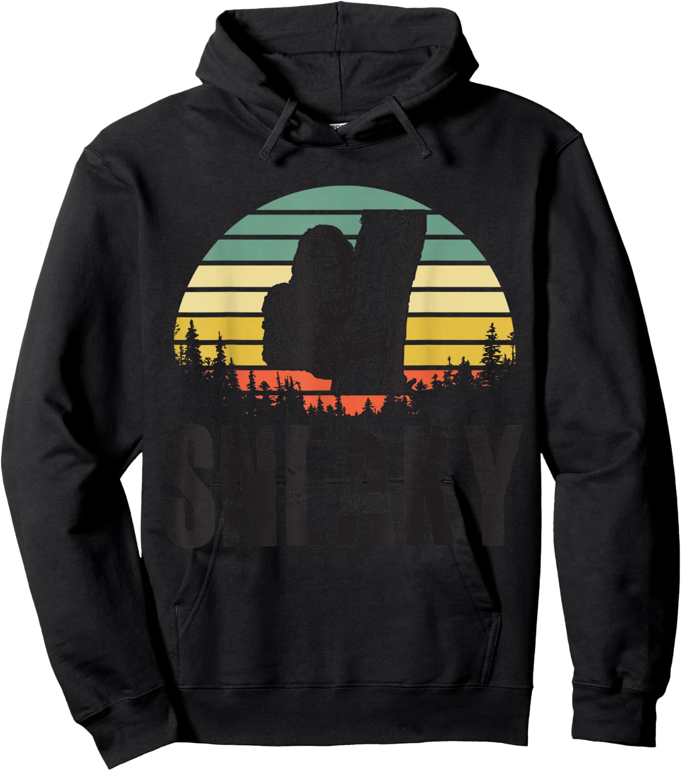 Sasquatch Sneaky, Sneaky Retro Bigfoot Hoodie - Hoodie | Black