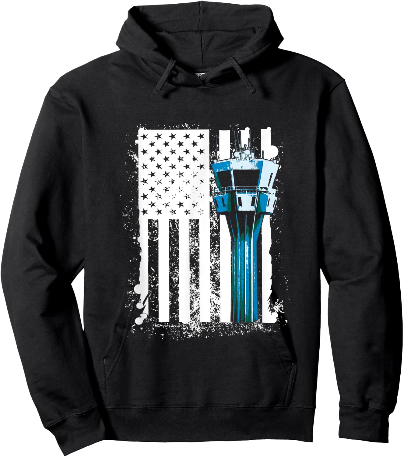 Air Traffic Controller US Flag ATC Flight Control Hoodie - Hoodie | Black