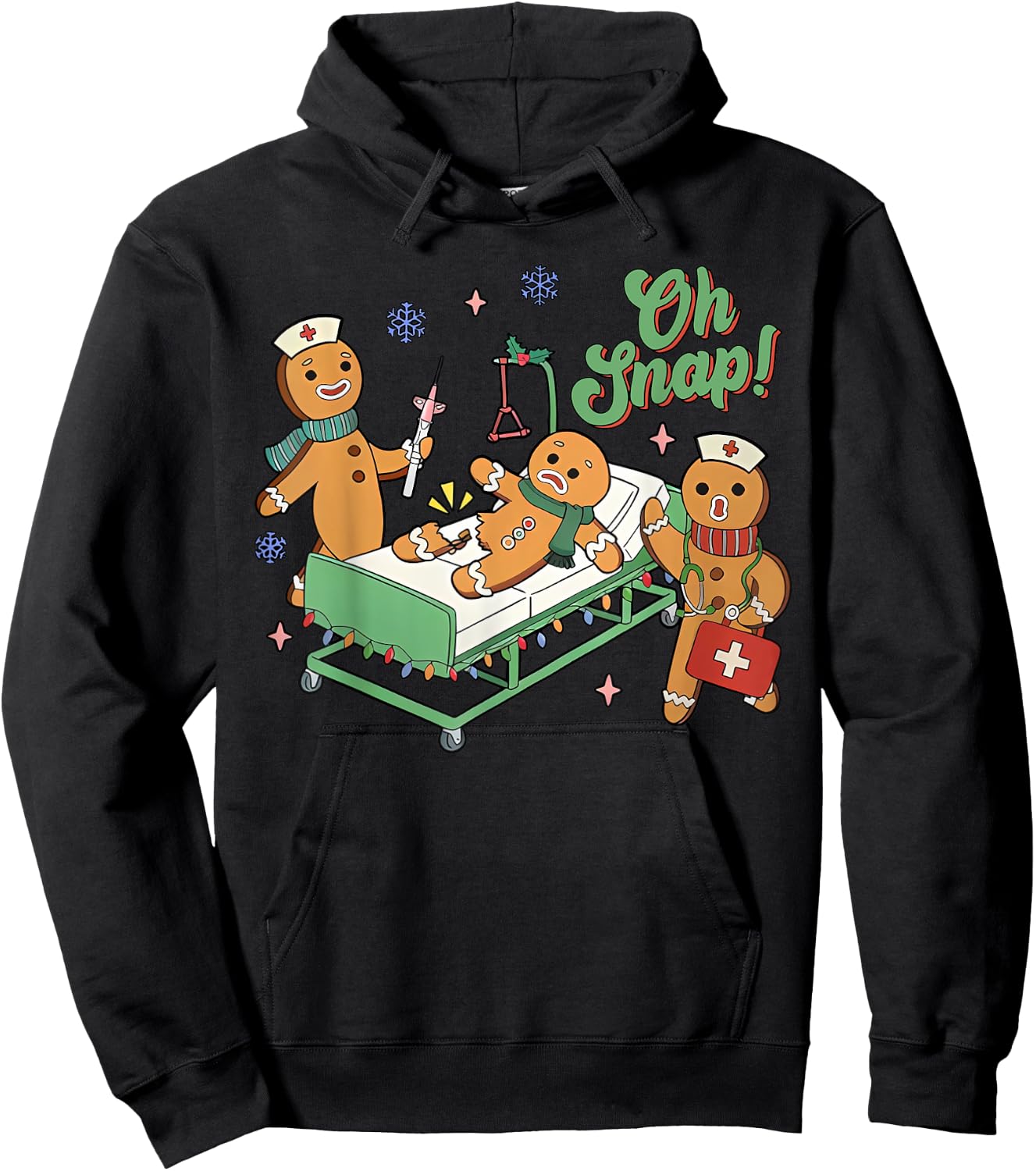 Christmas Nurse Oh Snap Gingerbreads Bone Snap Nurse Team Hoodie - Hoodie | Black