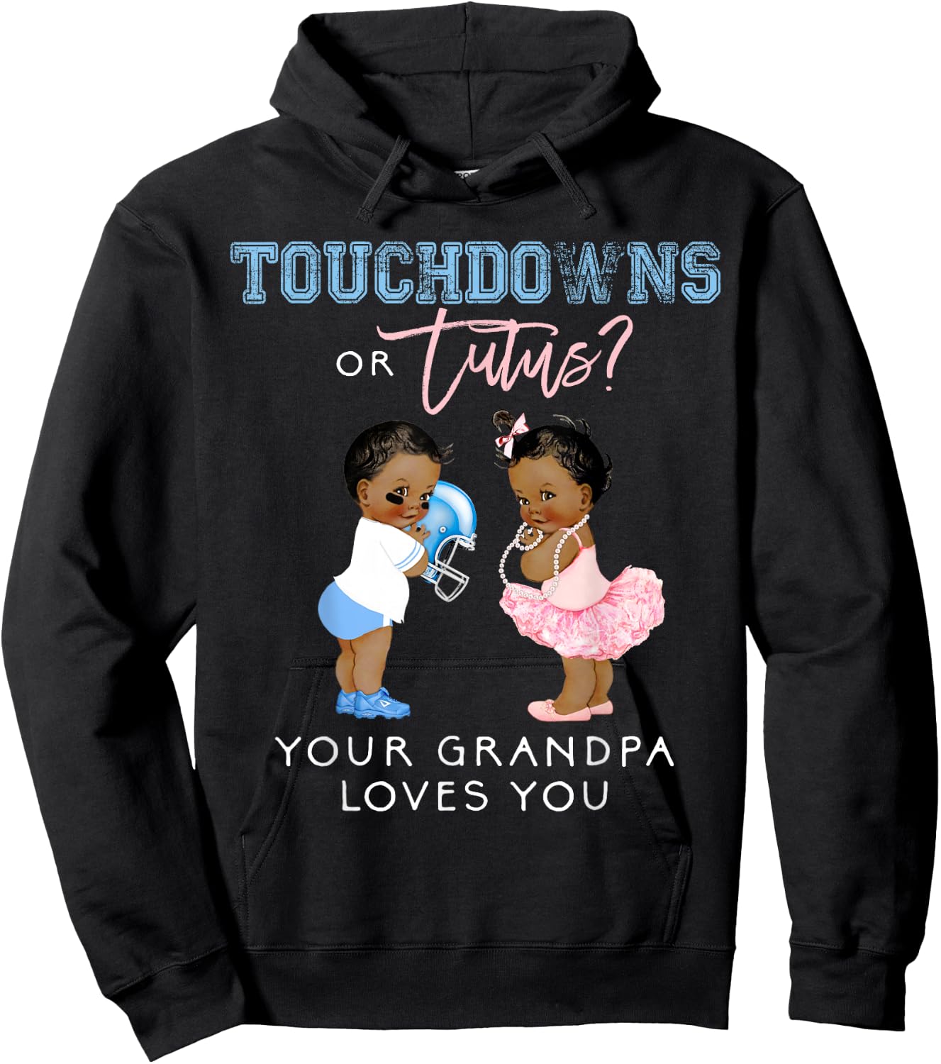 Grandpa Gender Reveal Touchdown Tutu Baby Shower Grandfather Hoodie - Hoodie | Black