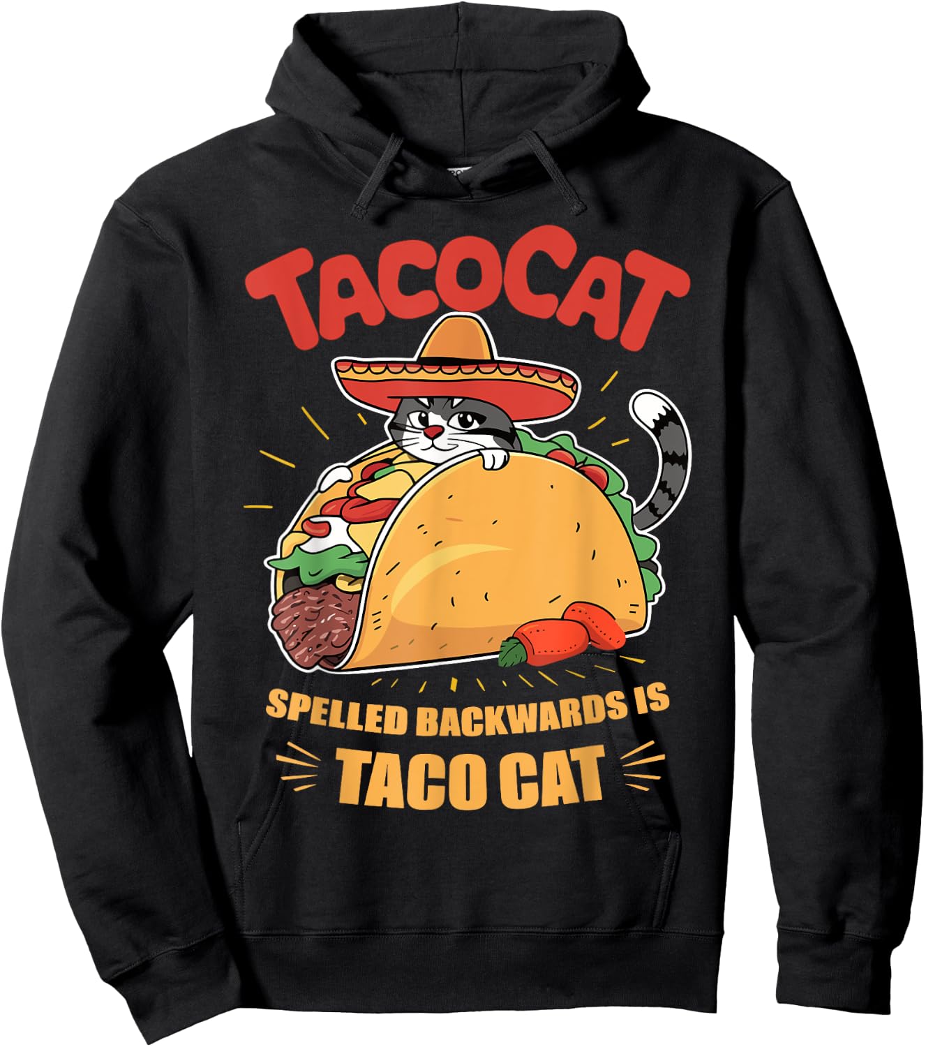 Taco Cat Funny Cinco De Mayo Women Kids Hoodie - Hoodie | Black