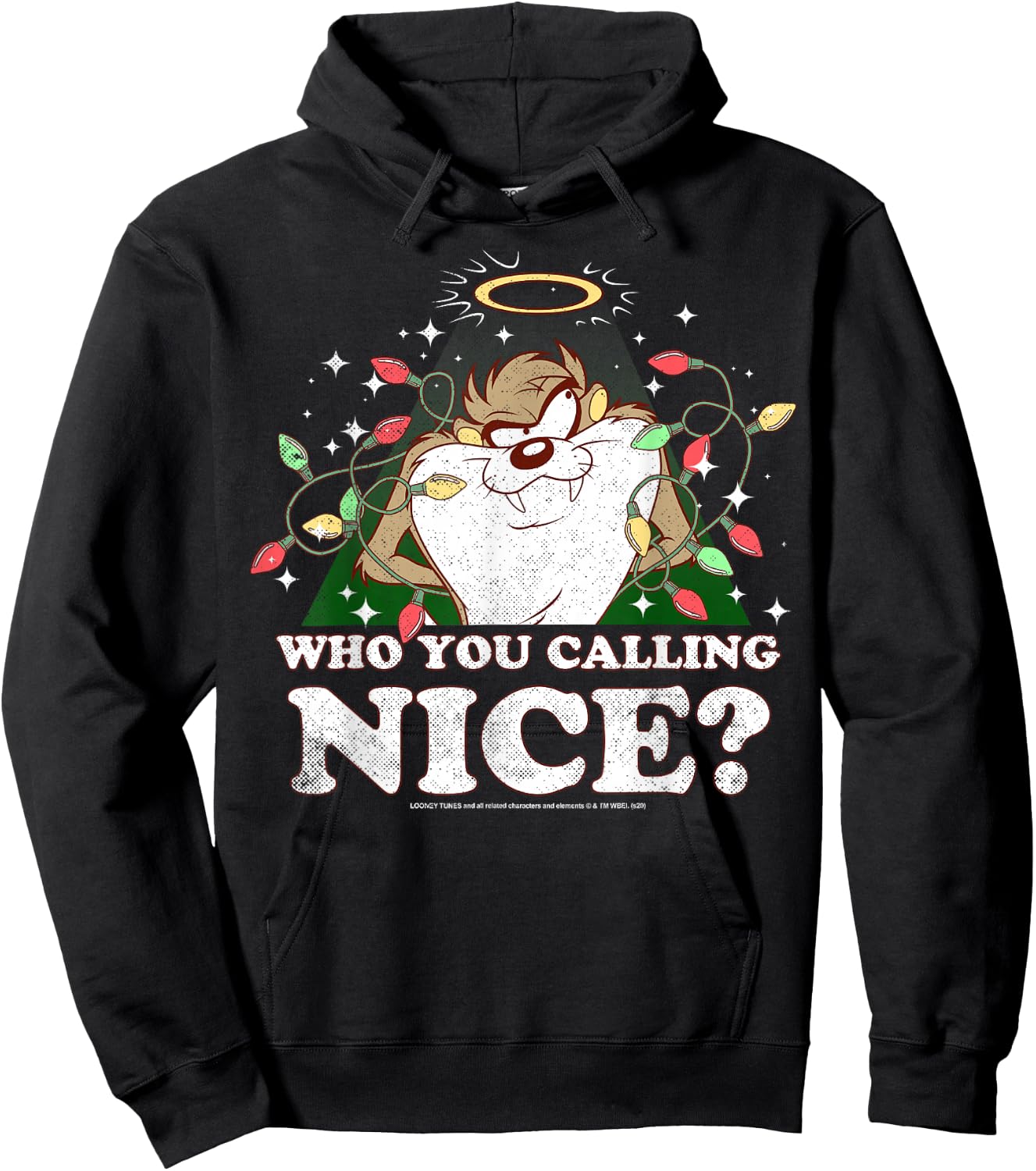 Looney Tunes Christmas Taz Who You Calling Nice Hoodie - Hoodie | Black