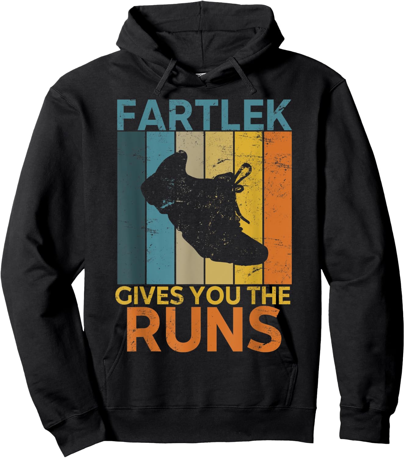 Funny Running Saying Fartlek Gives You The Runs Retro Runner Hoodie - Hoodie | Black