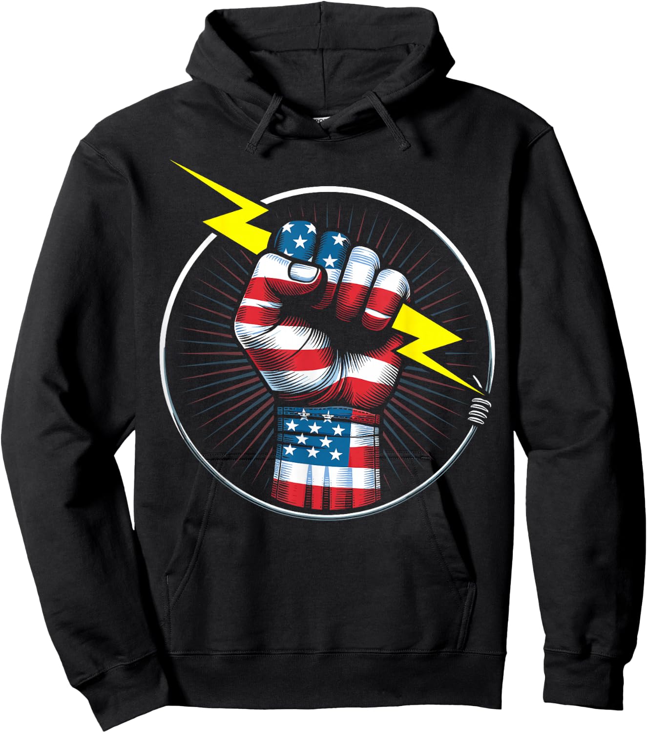 Electrician hero American flag electrical worker Hoodie - Hoodie | Black