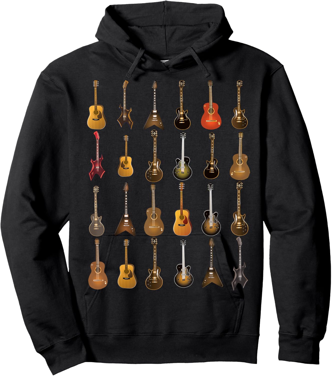 Funny Rock & Roll Guitars Cute Musical Instrument Gift Kids Hoodie - Hoodie | Black
