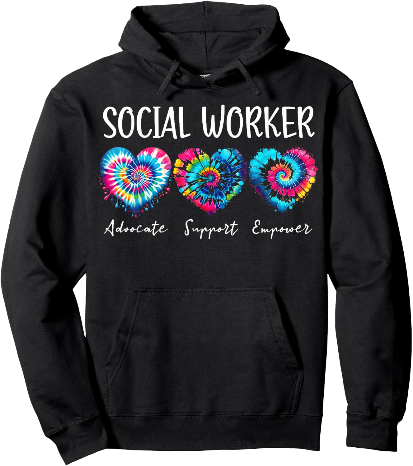 Tie dye heart Social Work Month Child Family Social Worker Hoodie - Hoodie | Black