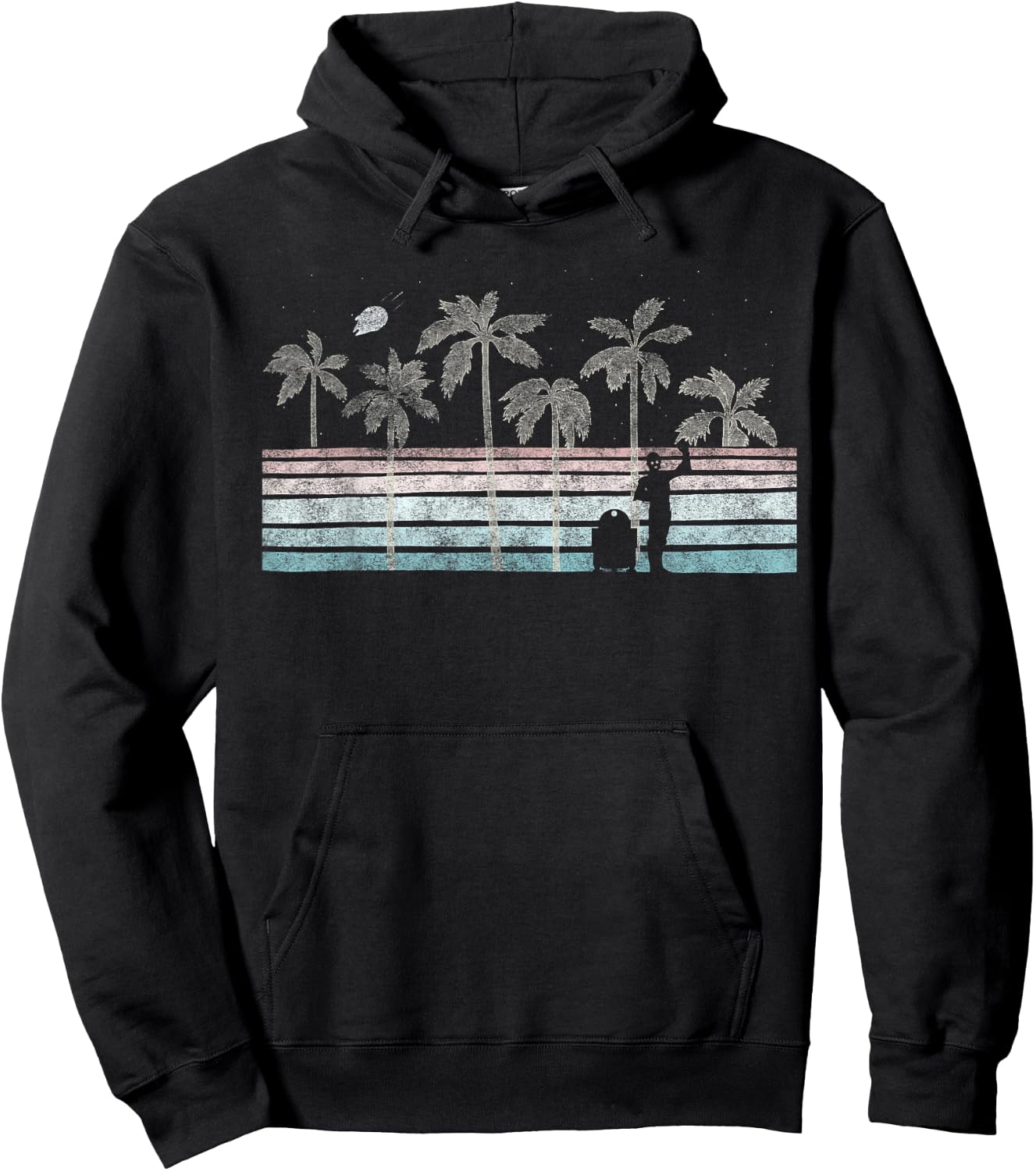 Star Wars R2-D2 & C-3PO Tropical Retro Stripe Hoodie - Hoodie | Black