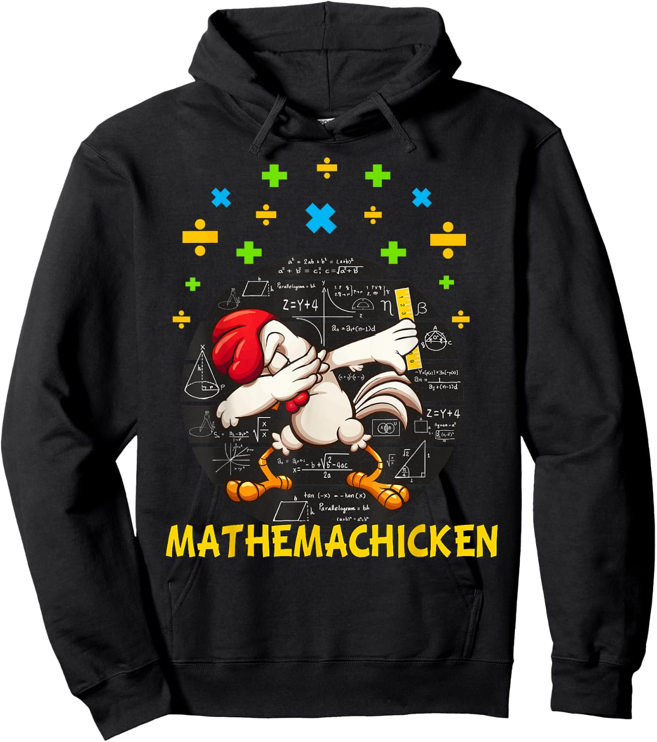 Mathemachicken rooster dabbing Funny for Math Lovers Hoodie - Hoodie | Black