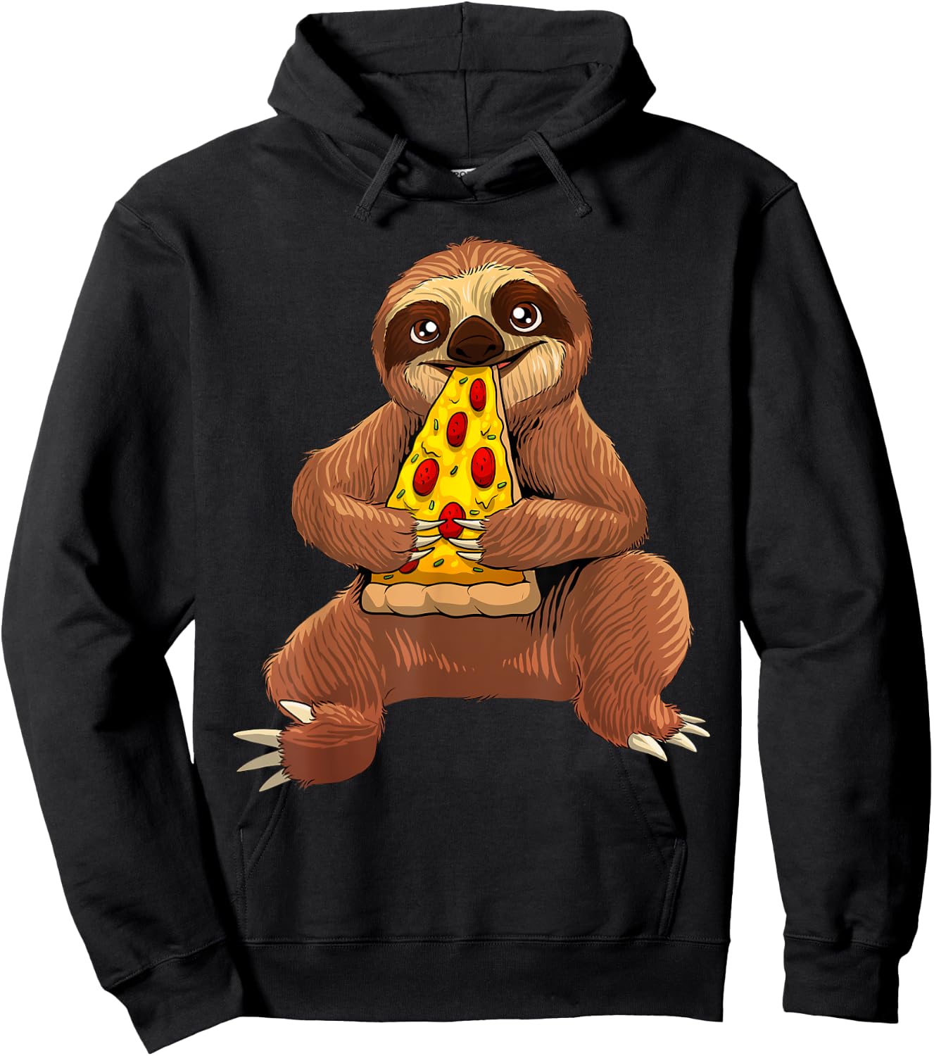 Funny Sloth Pizza Design Women Pepperoni Pizza Lover Hoodie - Hoodie | Black