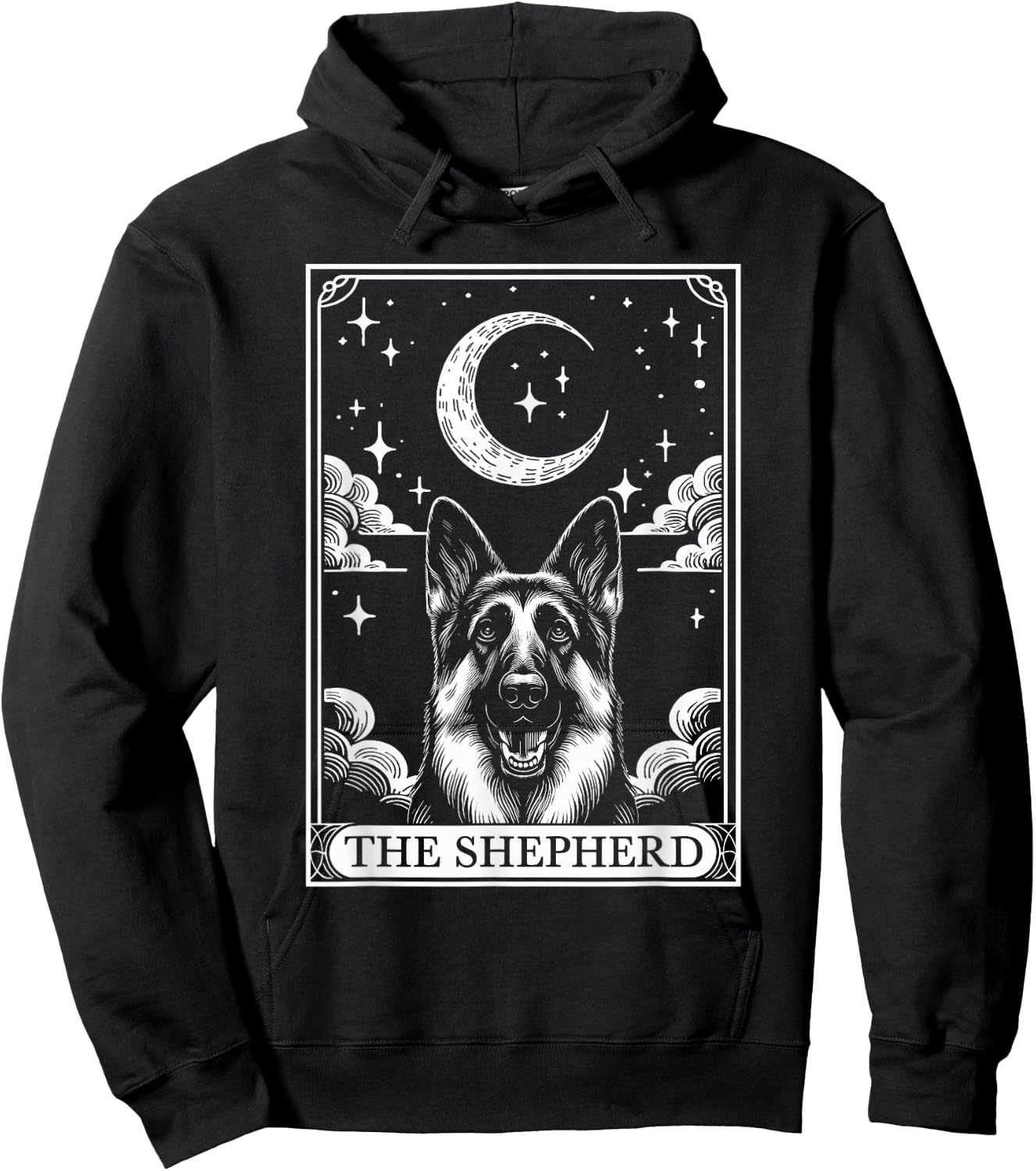 Tarot Card Vintage Crescent Moon German Shepherd Dog Mom Hoodie - Hoodie | Black