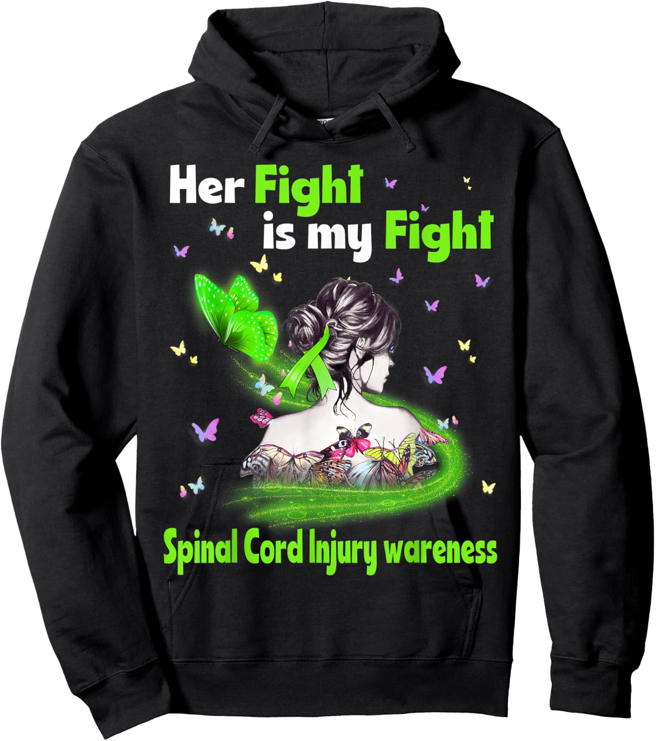 Her Fight Is My Fight Spinal Cord Injury Awareness Hoodie - Hoodie | Black
