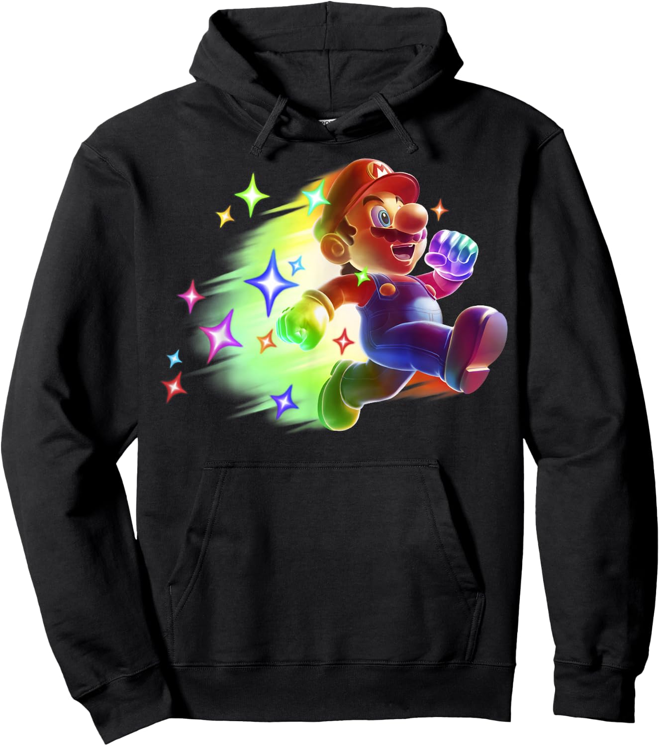 Super Mario Bros Deluxe Rainbow Run Mario Nintendo Portrait Hoodie - Hoodie | Black