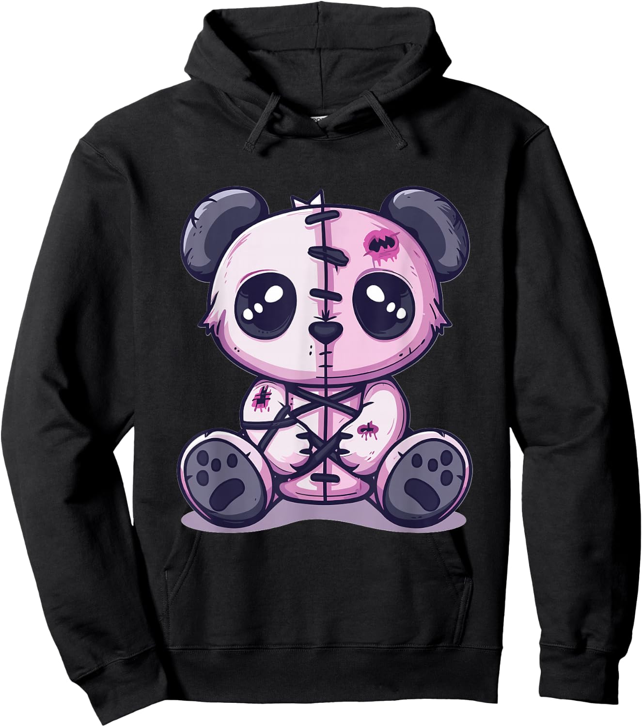 Goth Pastel Cute Creepy Kawaii Panda Voodoo Doll Hoodie - Hoodie | Black
