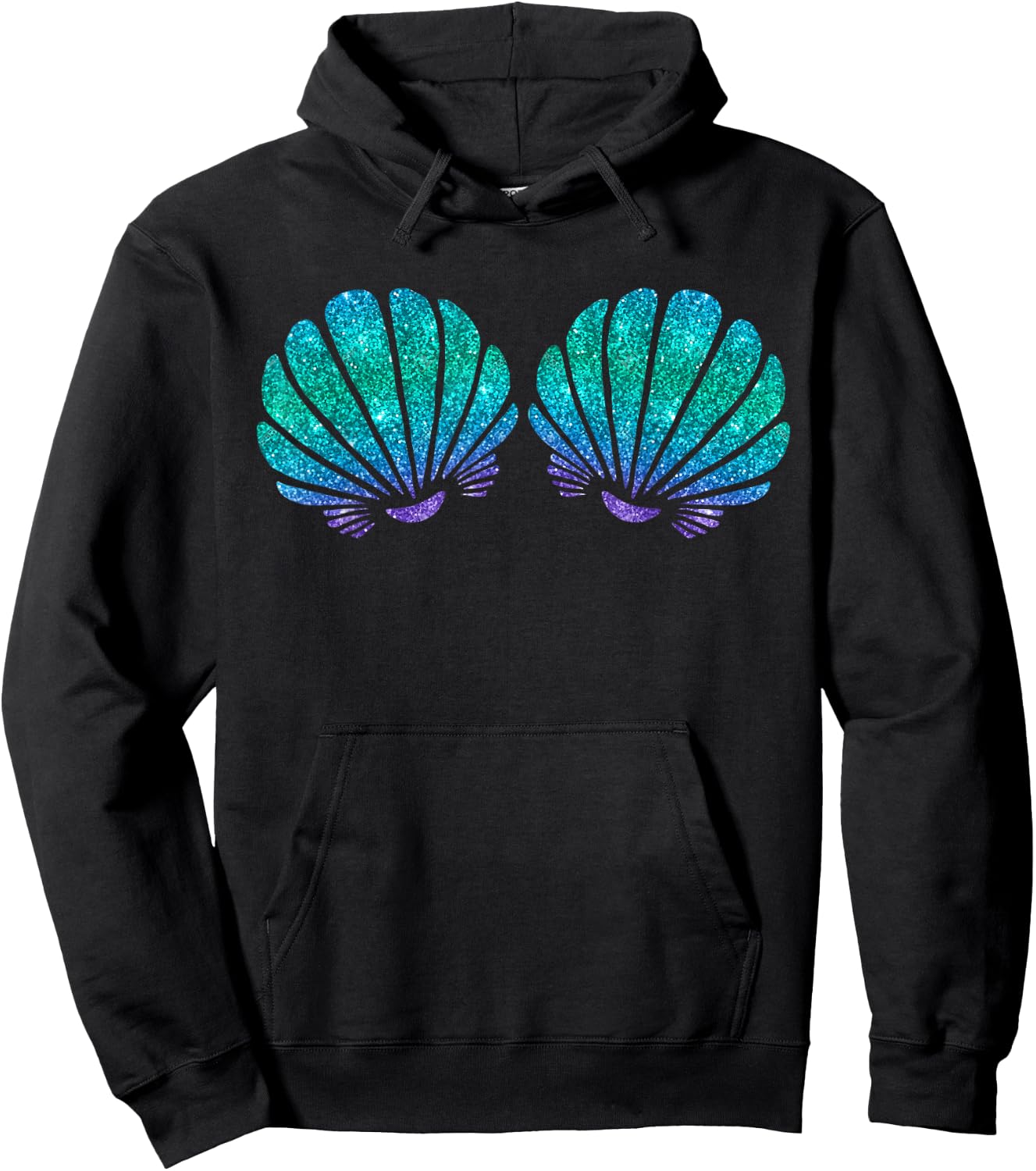 Mermaid Sea Shell Bra Costume Hoodie - Hoodie | Black