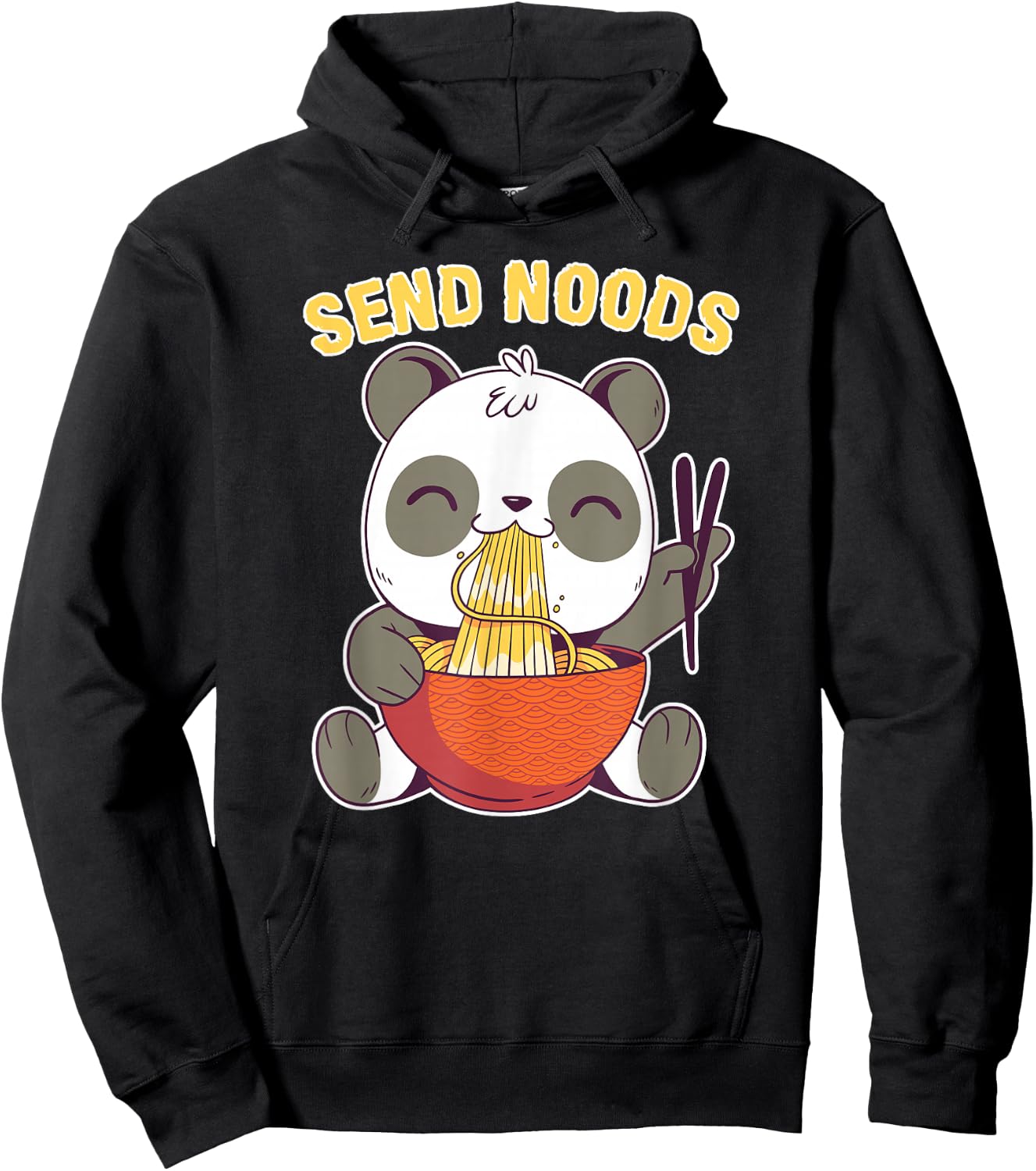 Send Noods Funny Ramen Noodle Panda Hoodie - Hoodie | Black