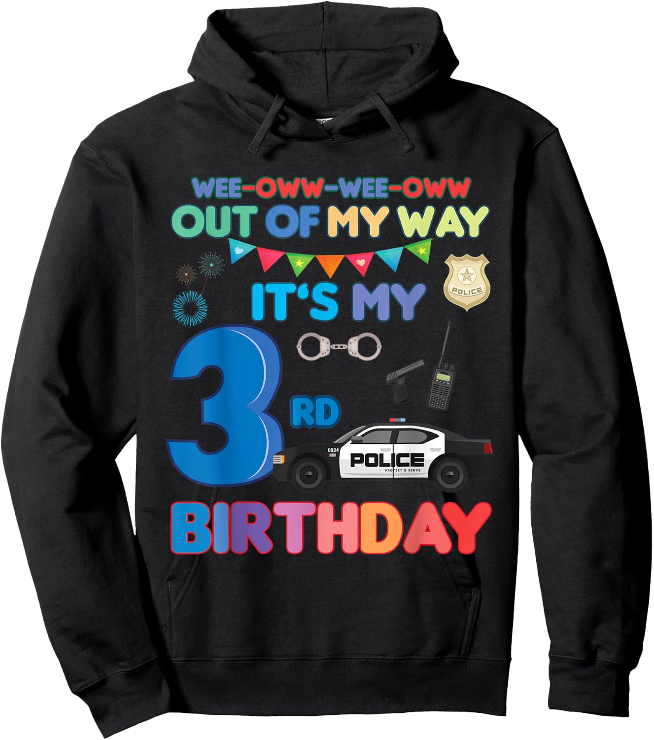 Out of my way it's my 3rd birthday Police kids boy Hoodie - Hoodie | Black