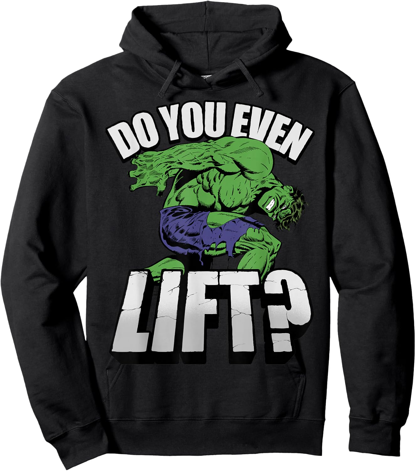 Marvel Hulk Do You Even Lift? Retro Portrait Hoodie - Hoodie | Black