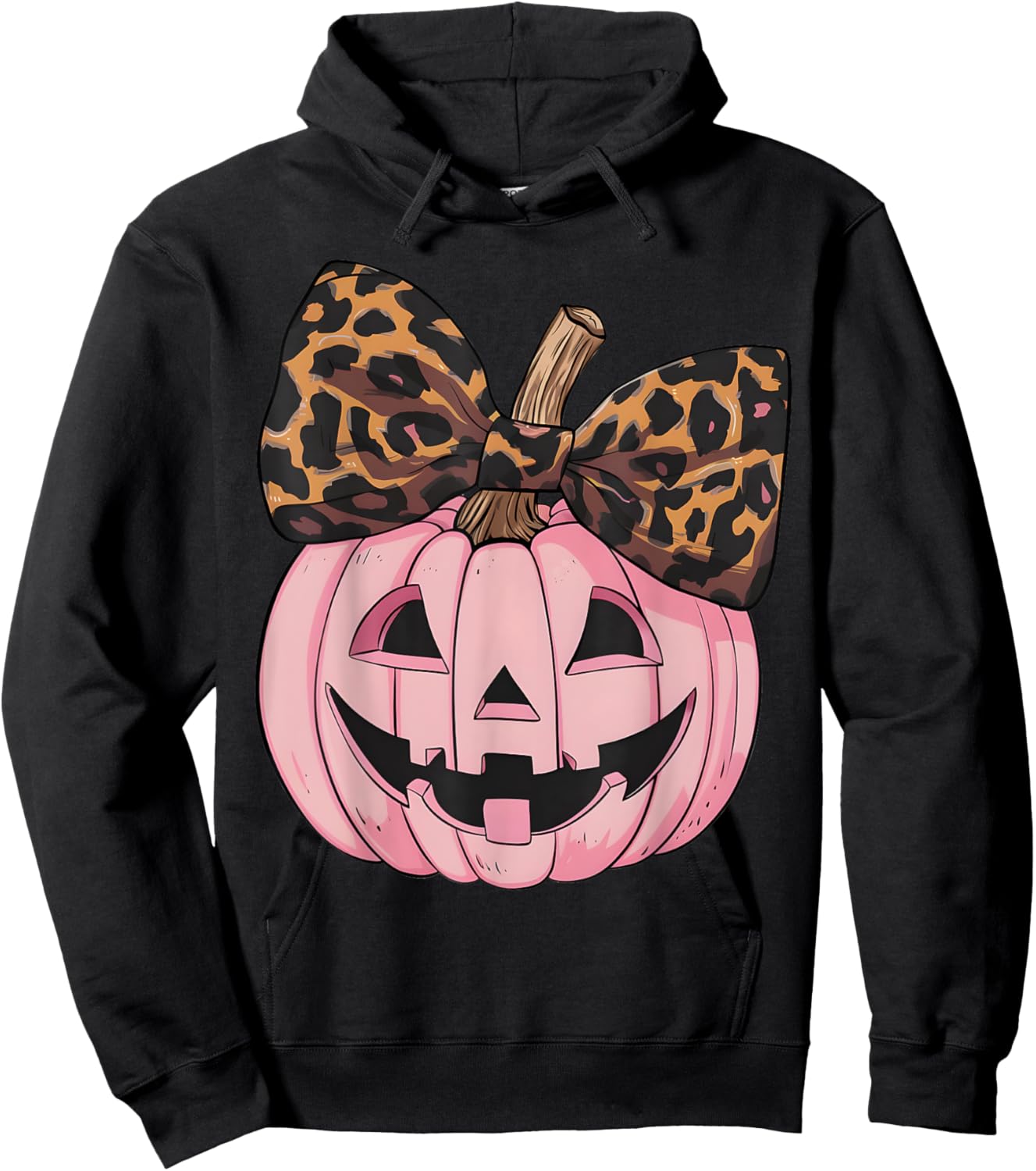 Coquette Bow Pink Pumpkin Funny Halloween Spooky Season Hoodie - Hoodie | Black