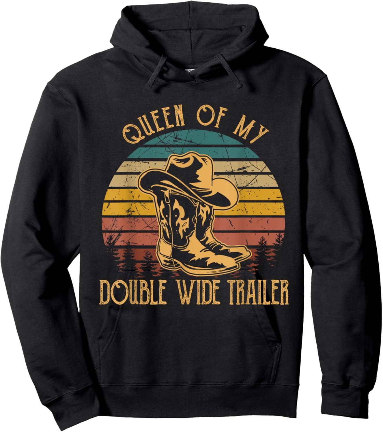 Queen Of My Double Wide Trailer Western Riding Horses Hoodie - Hoodie | Black