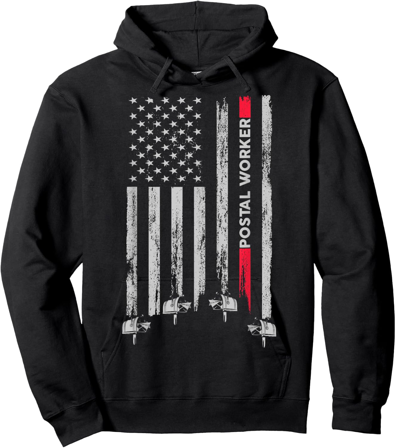 Postal Worker Vintage USA American Flag US Postal Hoodie - Hoodie | Black