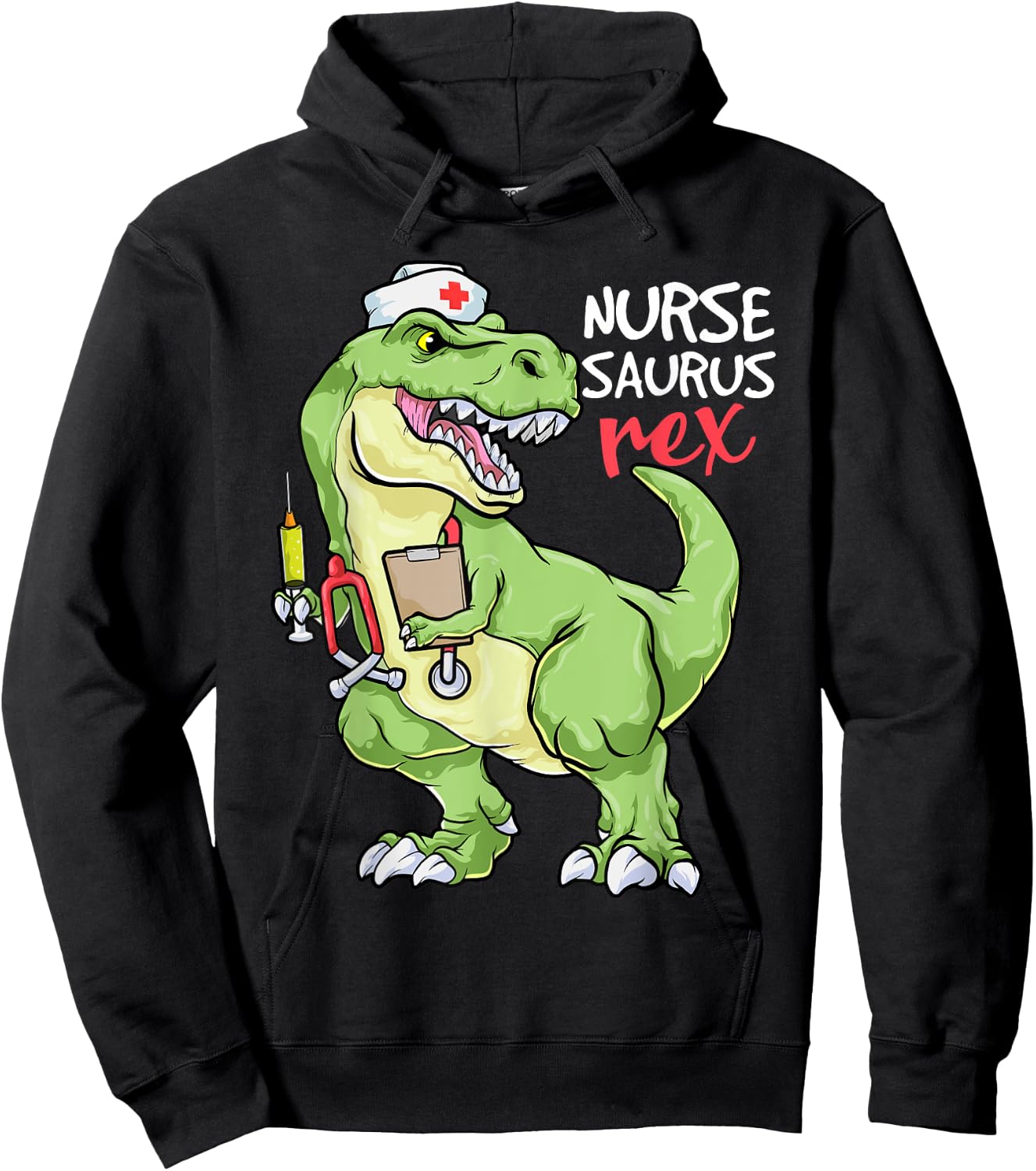 Nurse Dinosaur Shirt Nursesaurus T Rex Nursing Gift RN Nurse Hoodie - Hoodie | Black