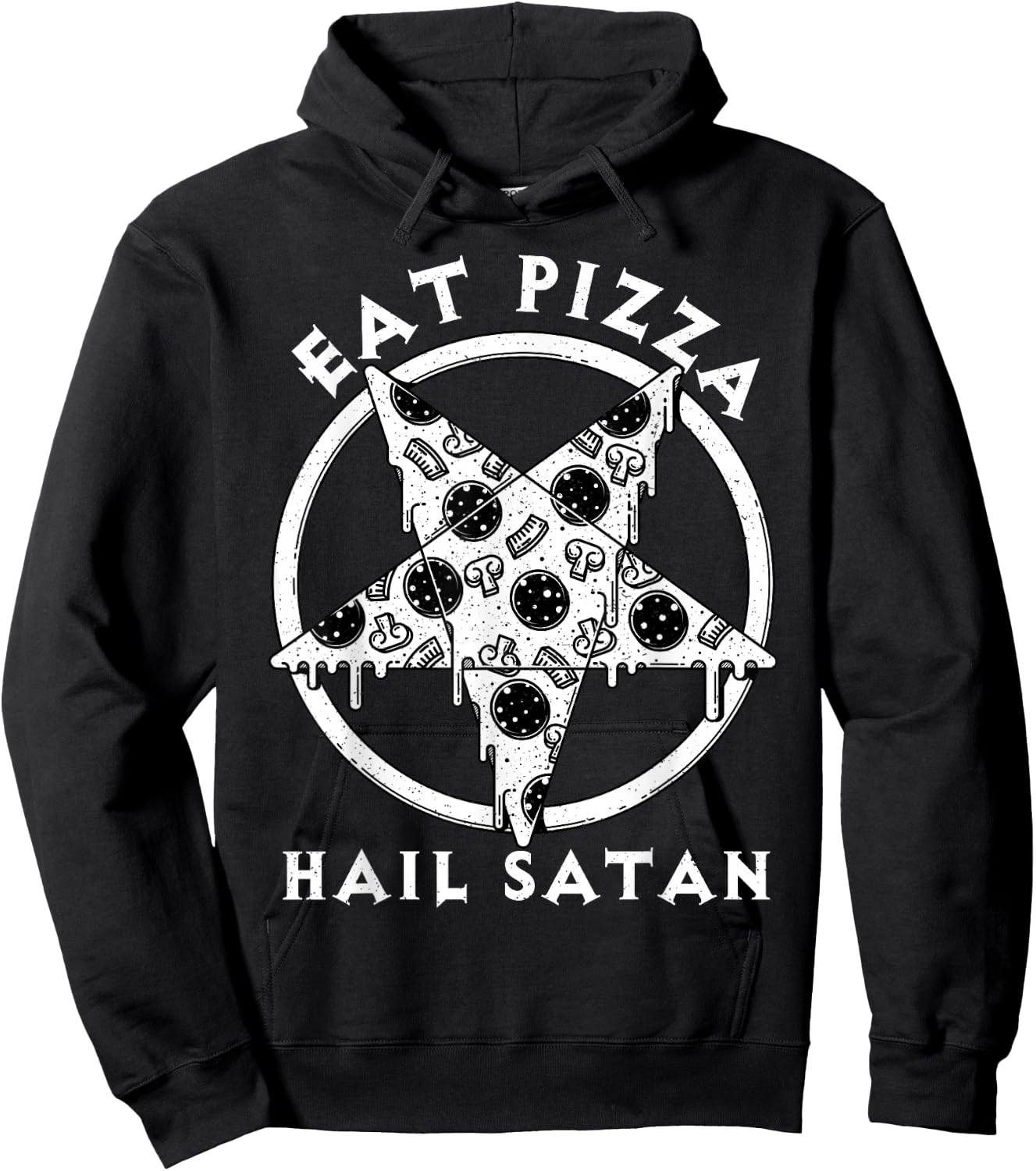 Eat Pizza Hail Satan Shirt Occult Satanic Lucifer Gift Men Hoodie - Hoodie | Black