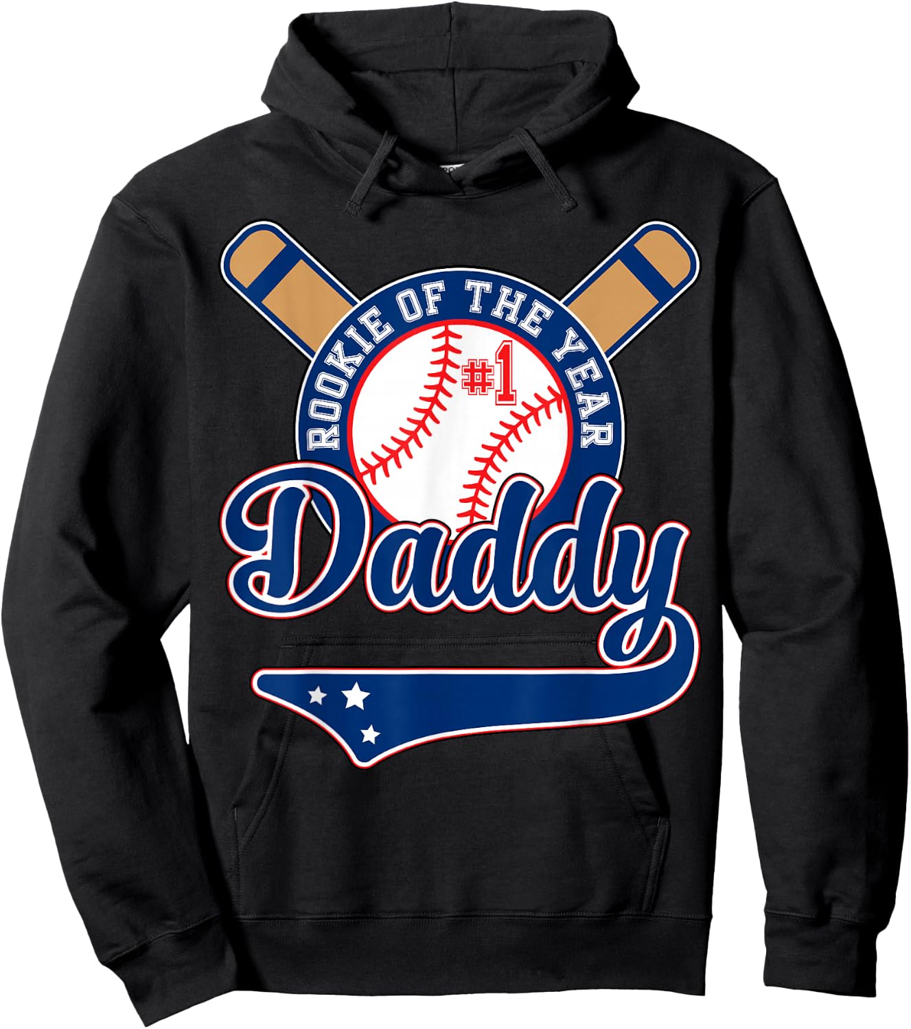 Daddy of Rookie 1st Birthday Baseball Theme Matching Party Hoodie - Hoodie | Black