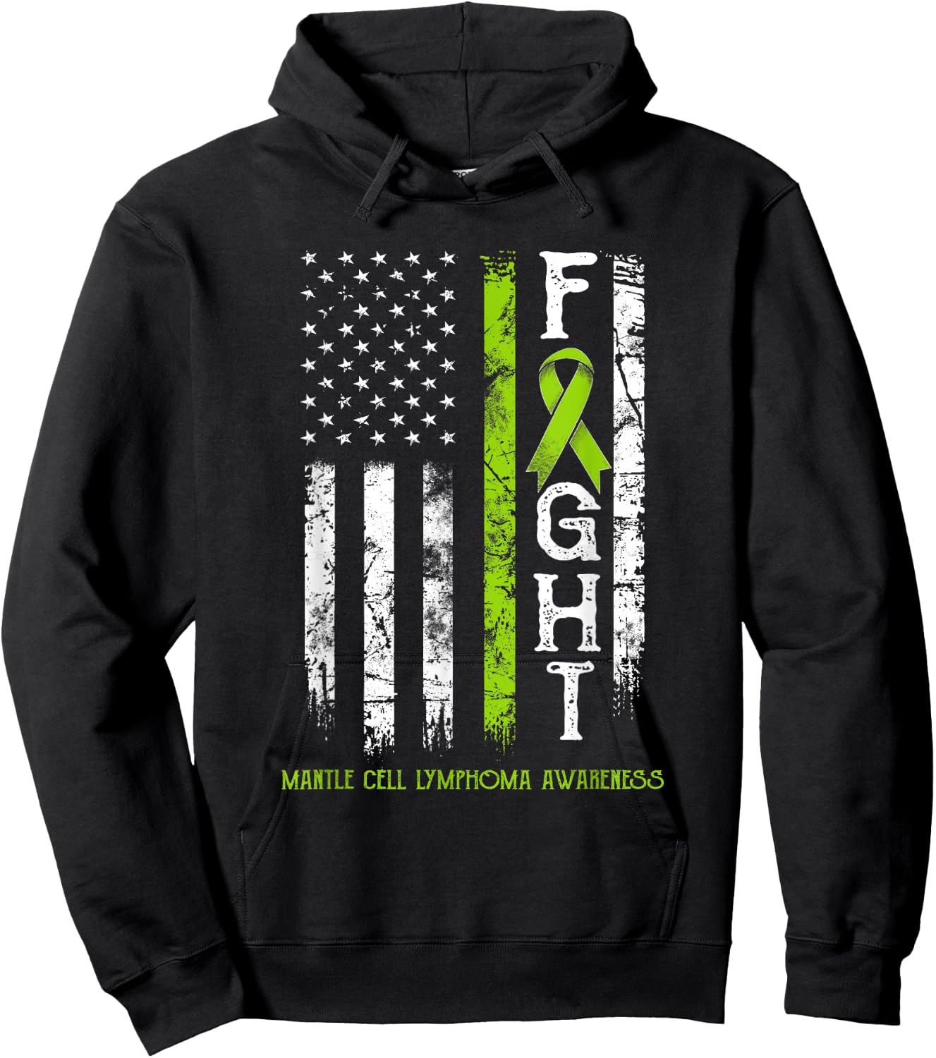 Mantle Cell Lymphoma Warrior US Flag Hoodie - Hoodie | Black