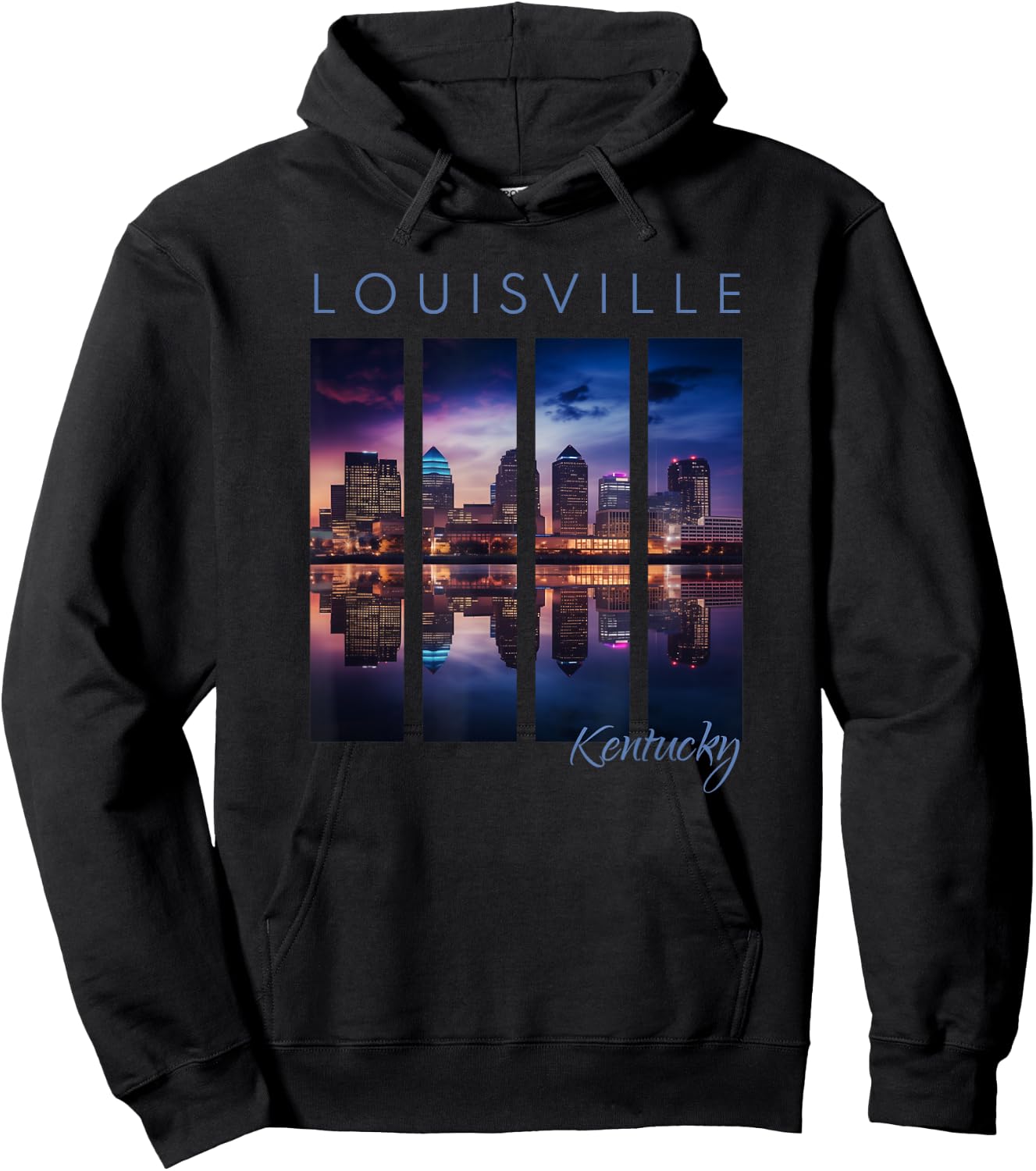 Louisville Kentucky Downtown Skyline Art Ky Bluegrass State Hoodie - Hoodie | Black