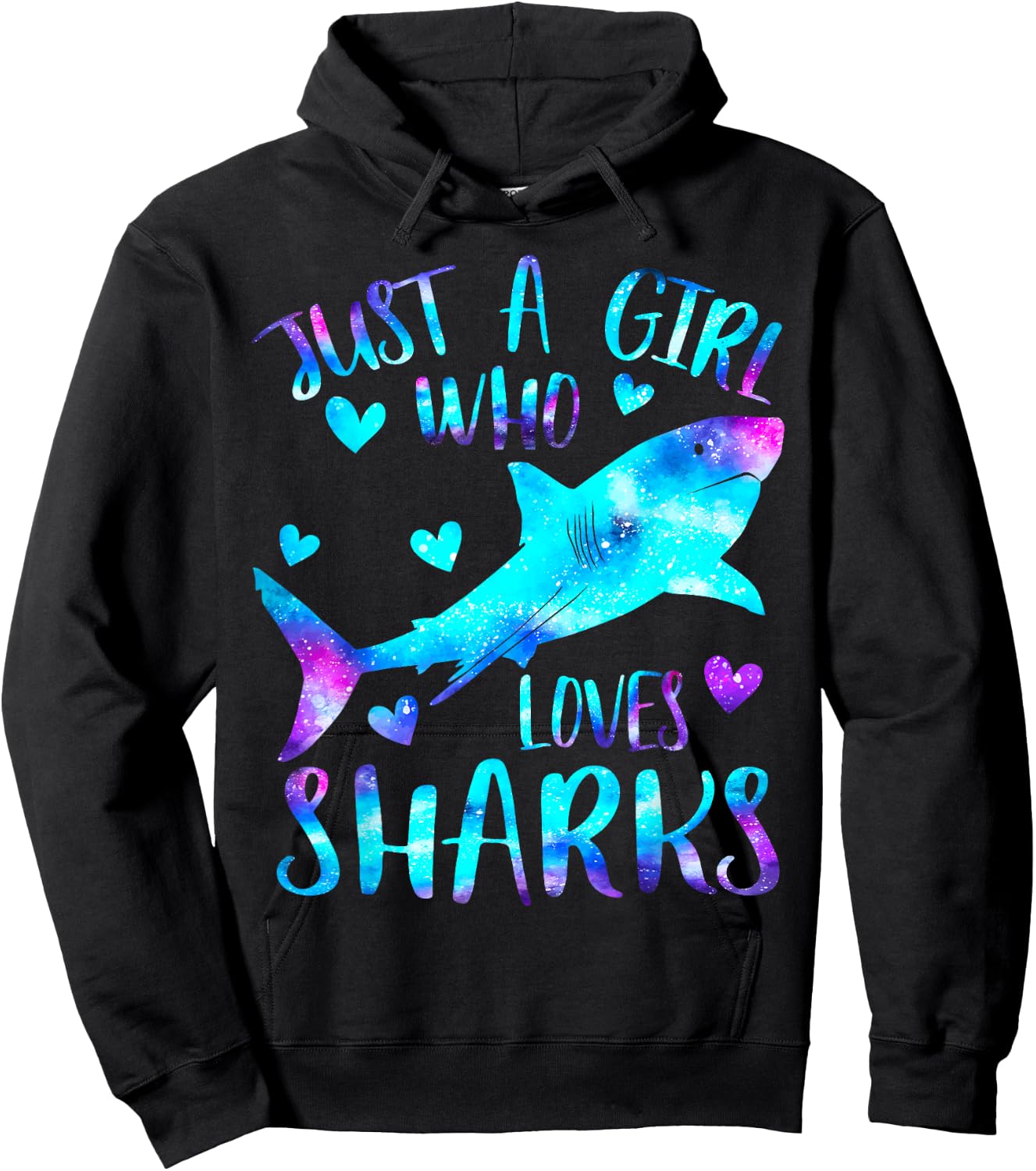 Just a Girl Who Loves Sharks Galaxy Shark Lover Theme Girls Hoodie - Hoodie | Black