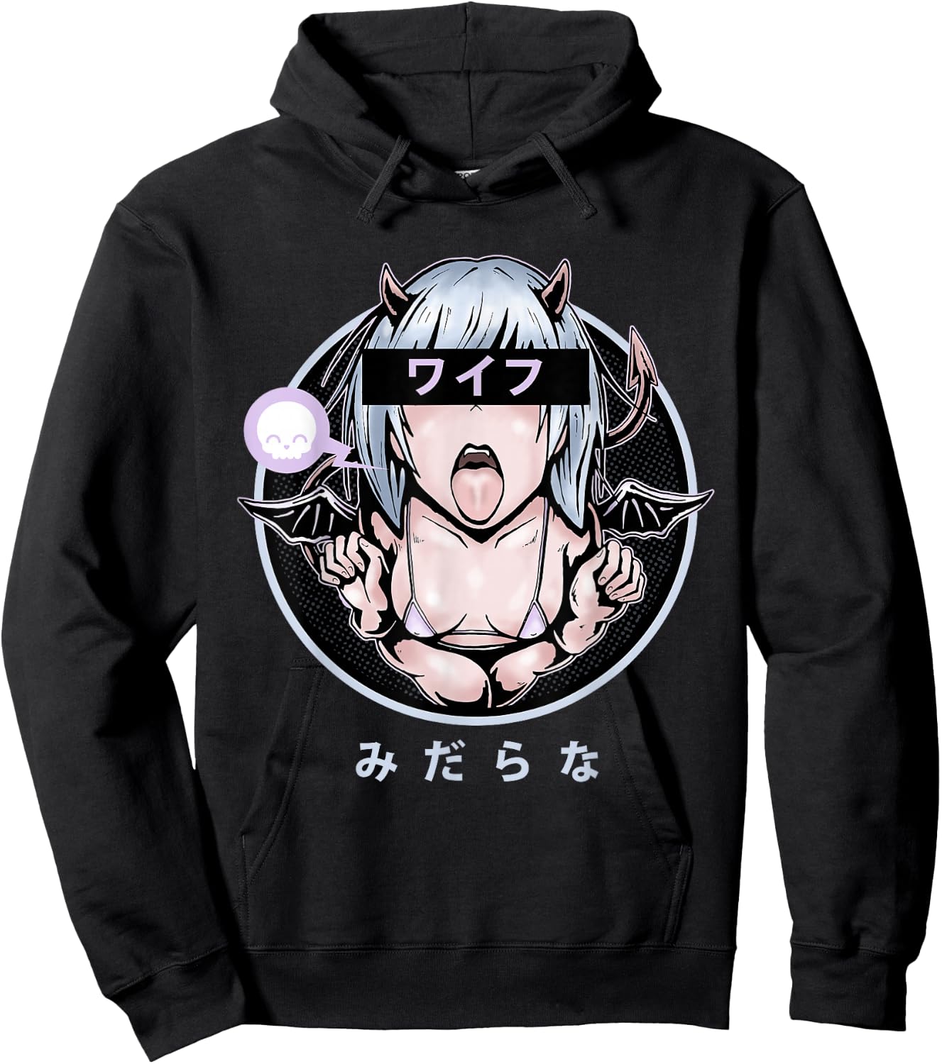 Lewd Anime Devil Girl Hoodie - Hoodie | Black