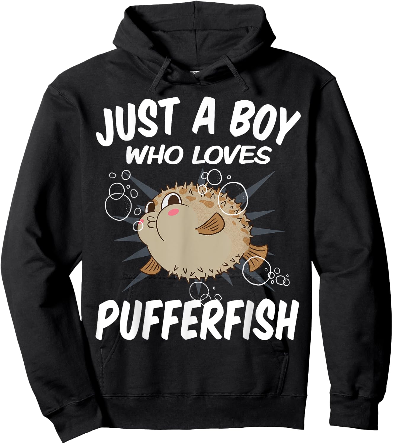 Just A Boy Who Loves Pufferfish – Funny Puffer Fish Hoodie - Hoodie | Black