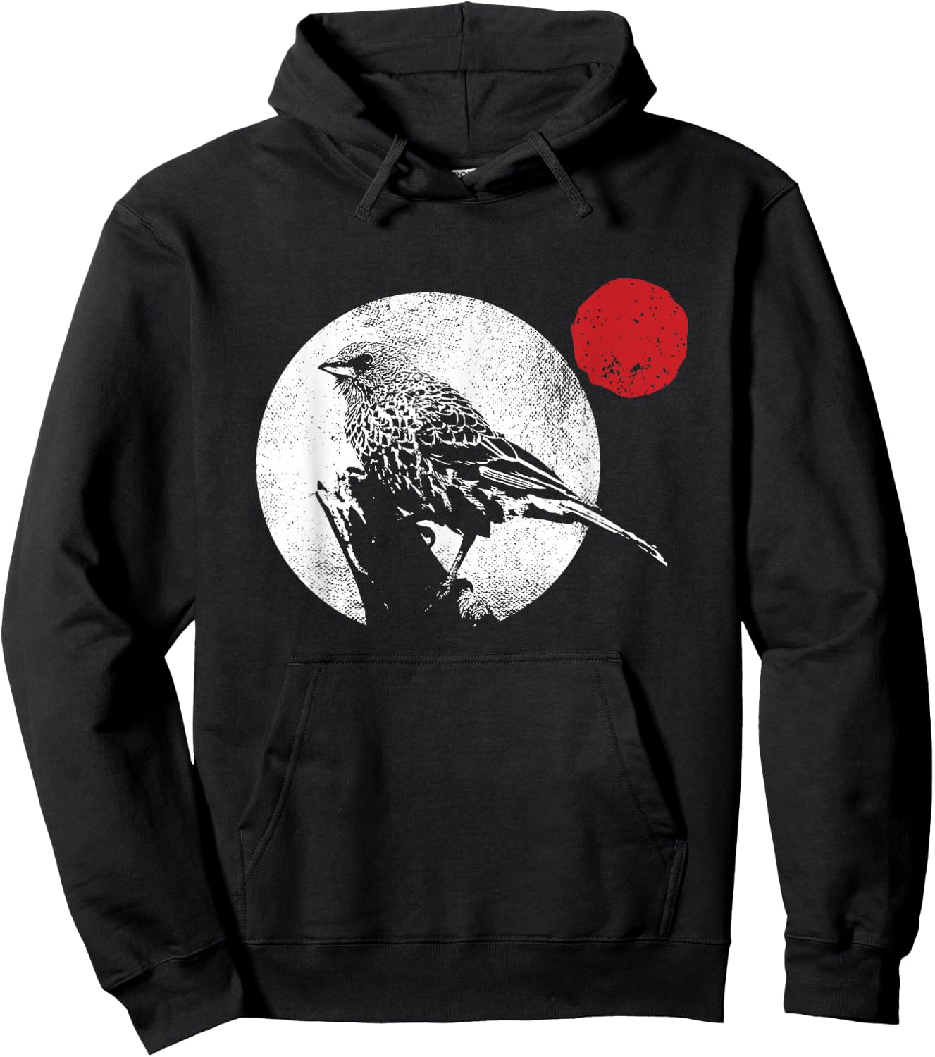 Bird Matching Red Moon Style Murakami Hoodie - Hoodie | Black