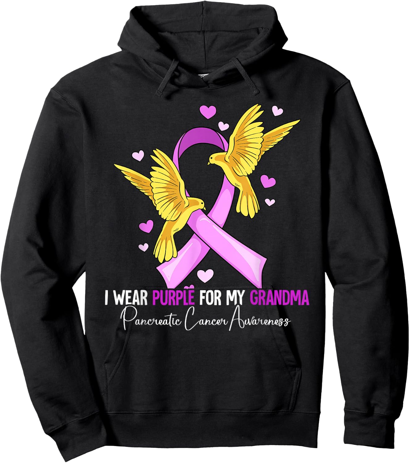 I Wear Purple For My Grandma Pancreatic Cancer Awareness Hoodie - Hoodie | Black