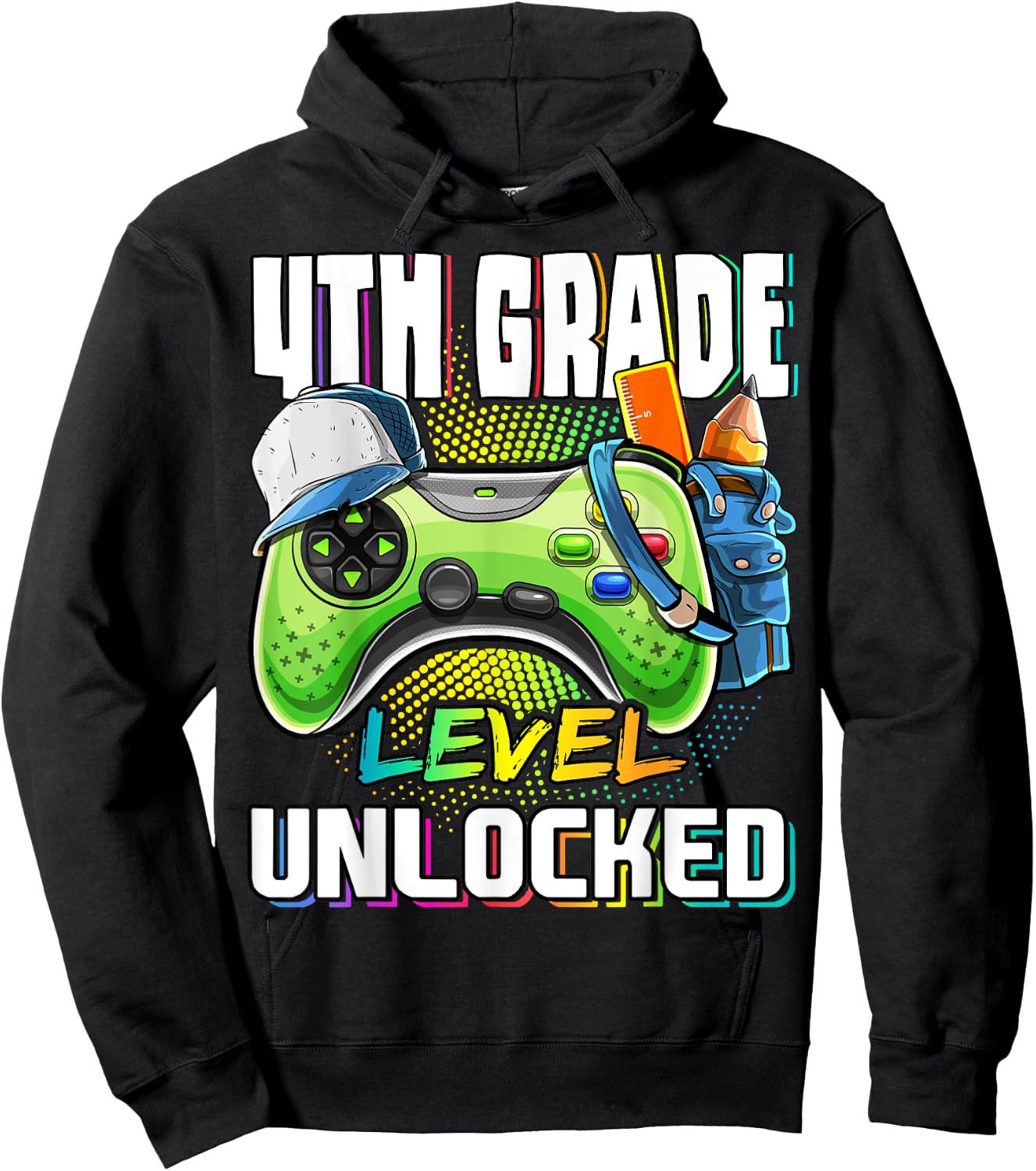 4th Grade Level Unlocked Video Game Back to School Boys Hoodie - Hoodie | Black
