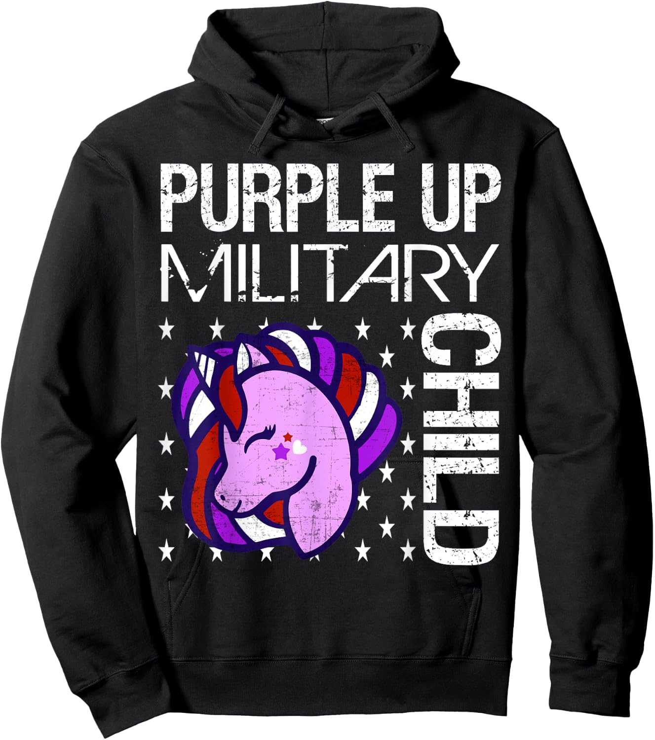 Awareness Month Purple Up Military Child Purple-Up Unicorn Hoodie - Hoodie | Black
