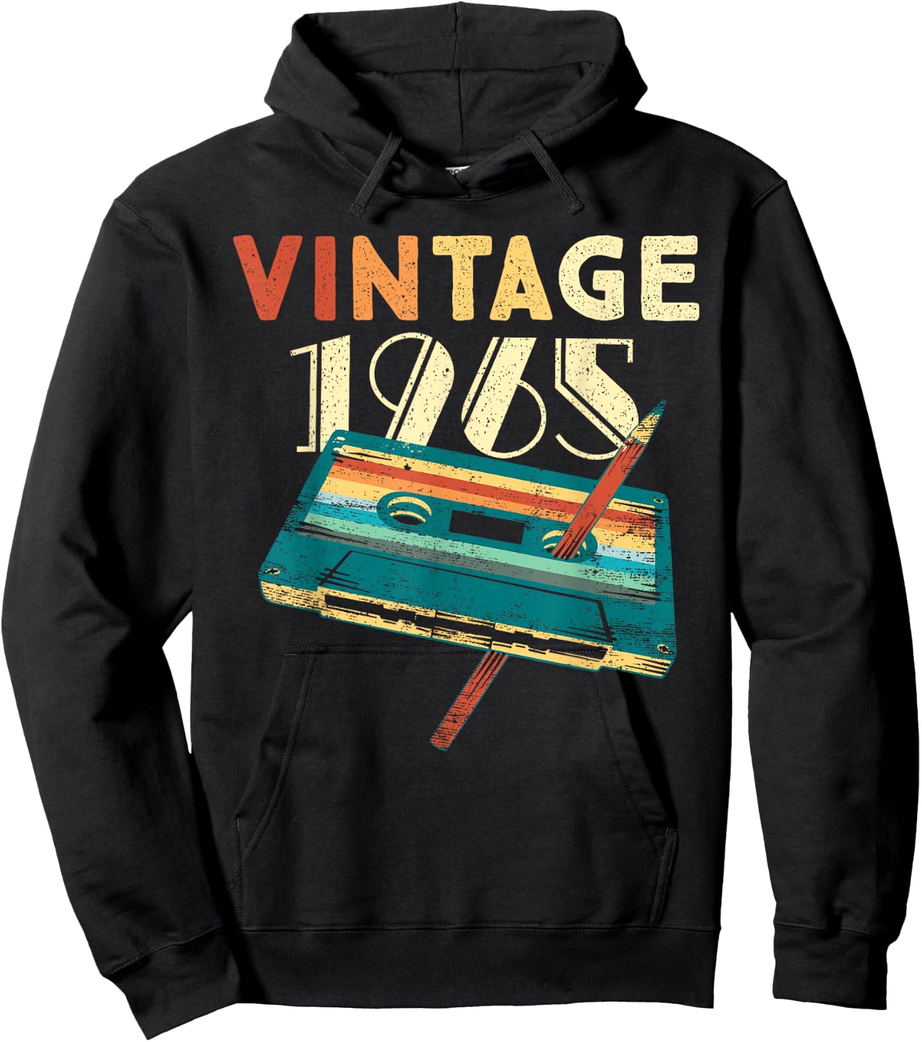 60 Years Old Gifts Vintage 1965 Music Cassette 60th Birthday Hoodie - Hoodie | Black