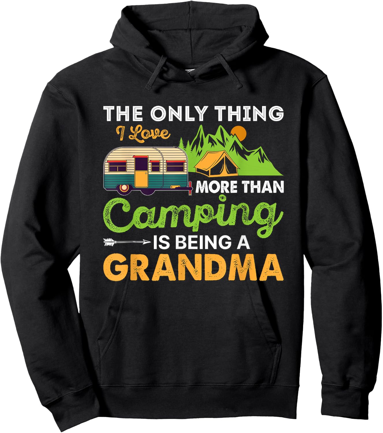 Camp Grandma Retro Vintage Outdoor Women's Camping Hoodie - Hoodie | Black